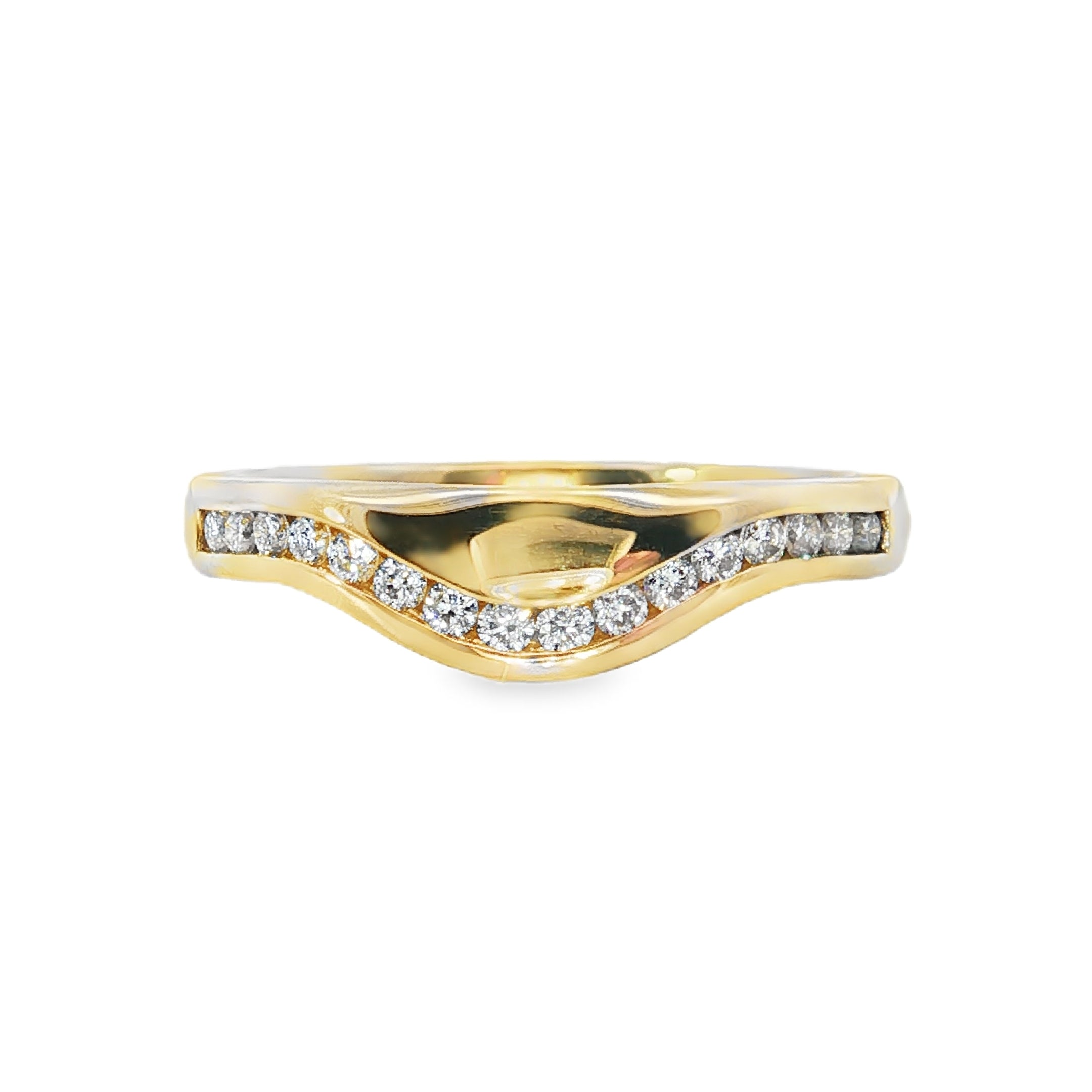 0.20ct Curved Lab-Grown Diamond Wedding Band in 9ct Yellow Gold