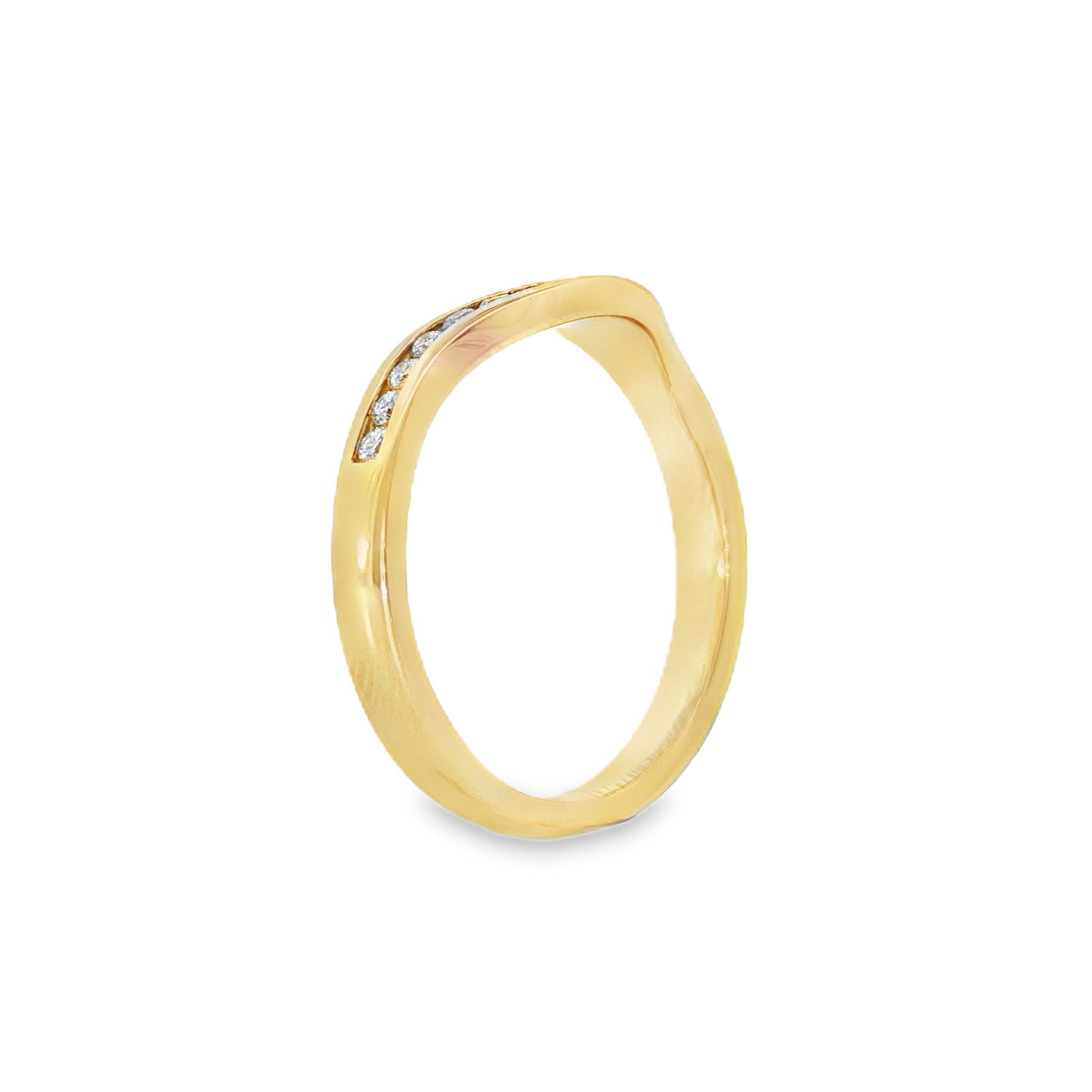 0.20ct Curved Lab-Grown Diamond Wedding Band in 9ct Yellow Gold