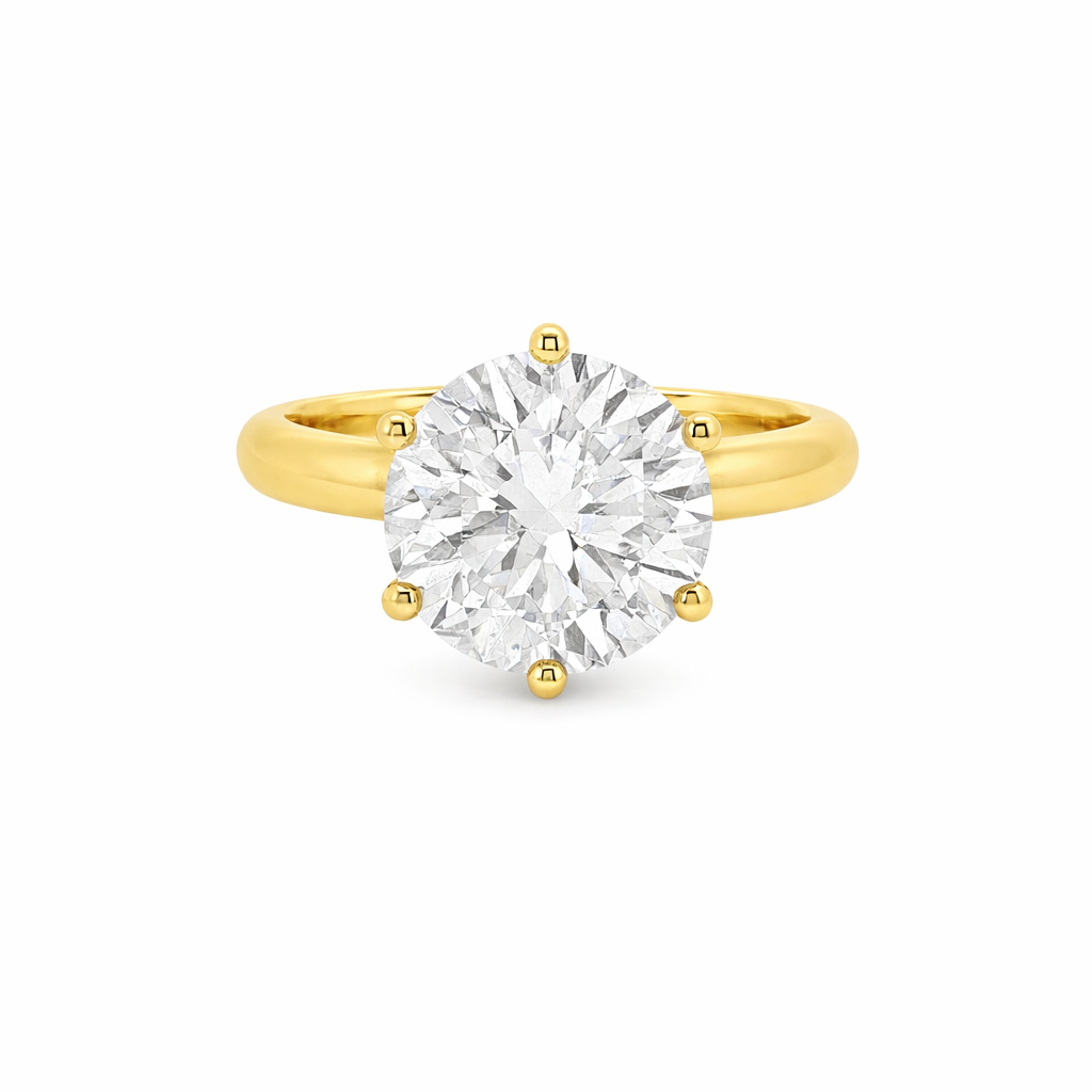 18ct Yellow Gold Round Lab Grown Diamond Solitaire Ring – TDW 3.00ct