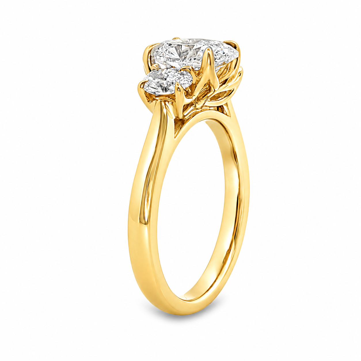 9ct Yellow Gold Oval Lab Grown Diamond Trilogy Ring – 2.00ct TDW