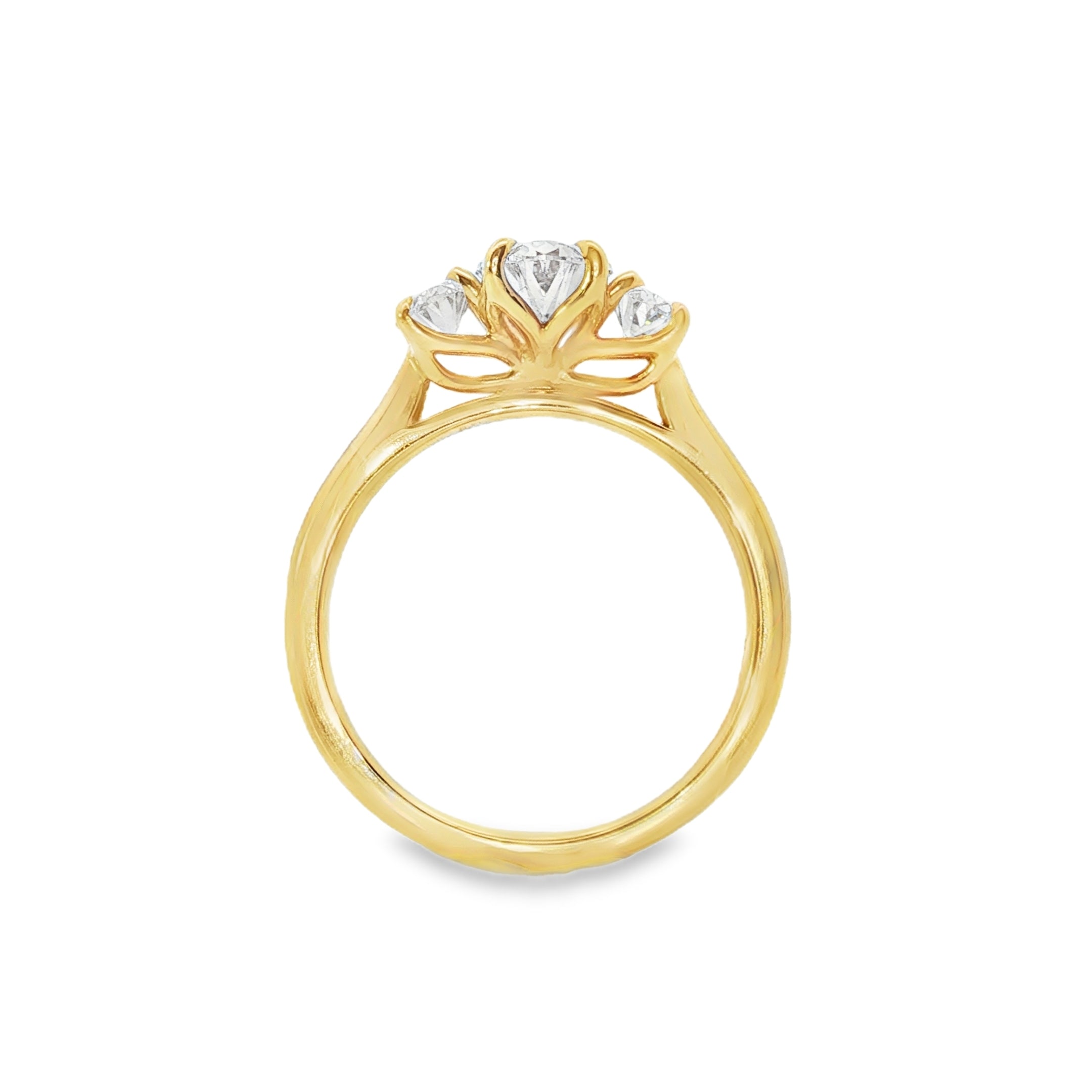 18ct Yellow Gold Oval Lab Grown Diamond Trilogy Engagement Ring – 1.50ct TDW