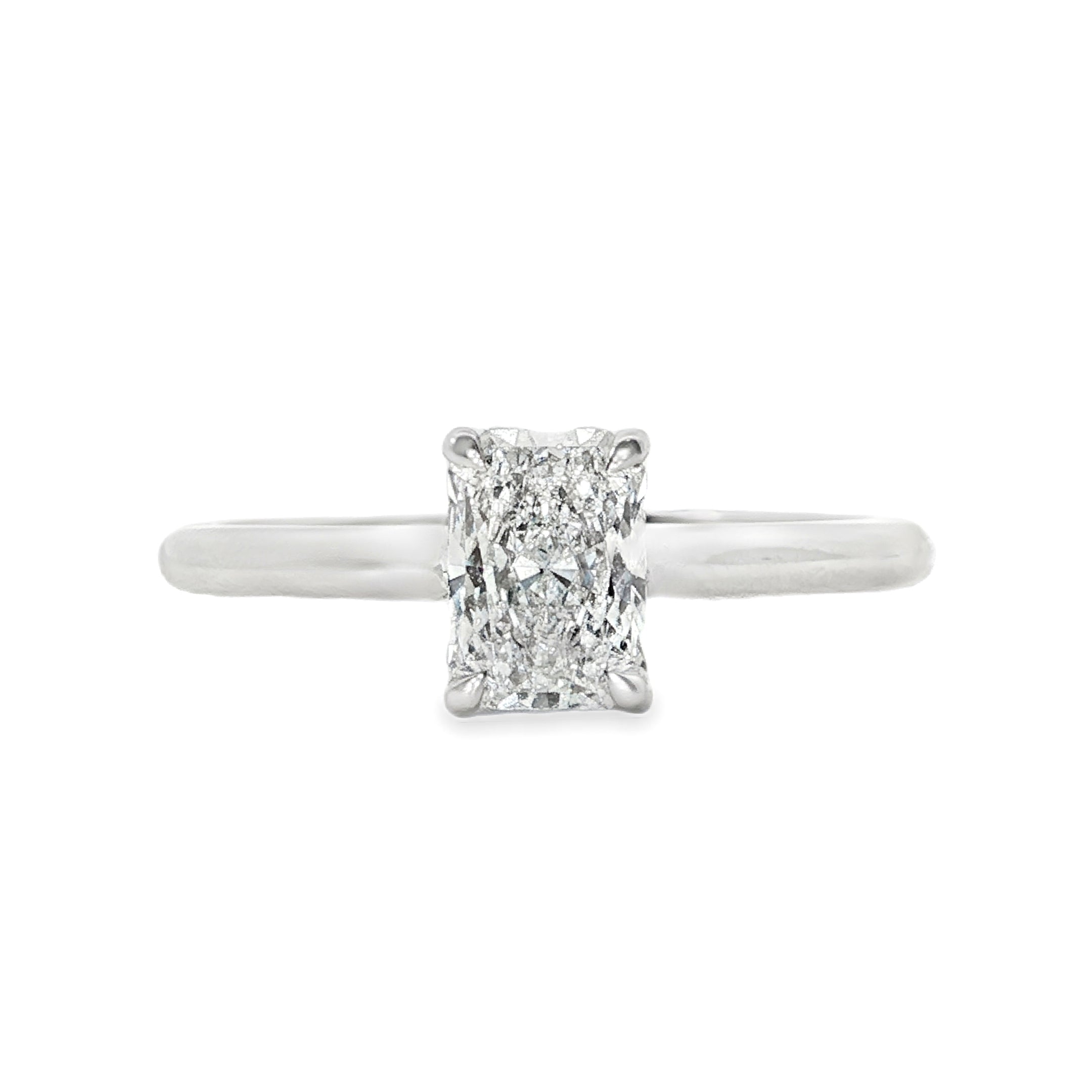 9ct White Gold Radiant Cut Lab Grown Diamond Solitaire Engagement Ring – 0.74ct TDW