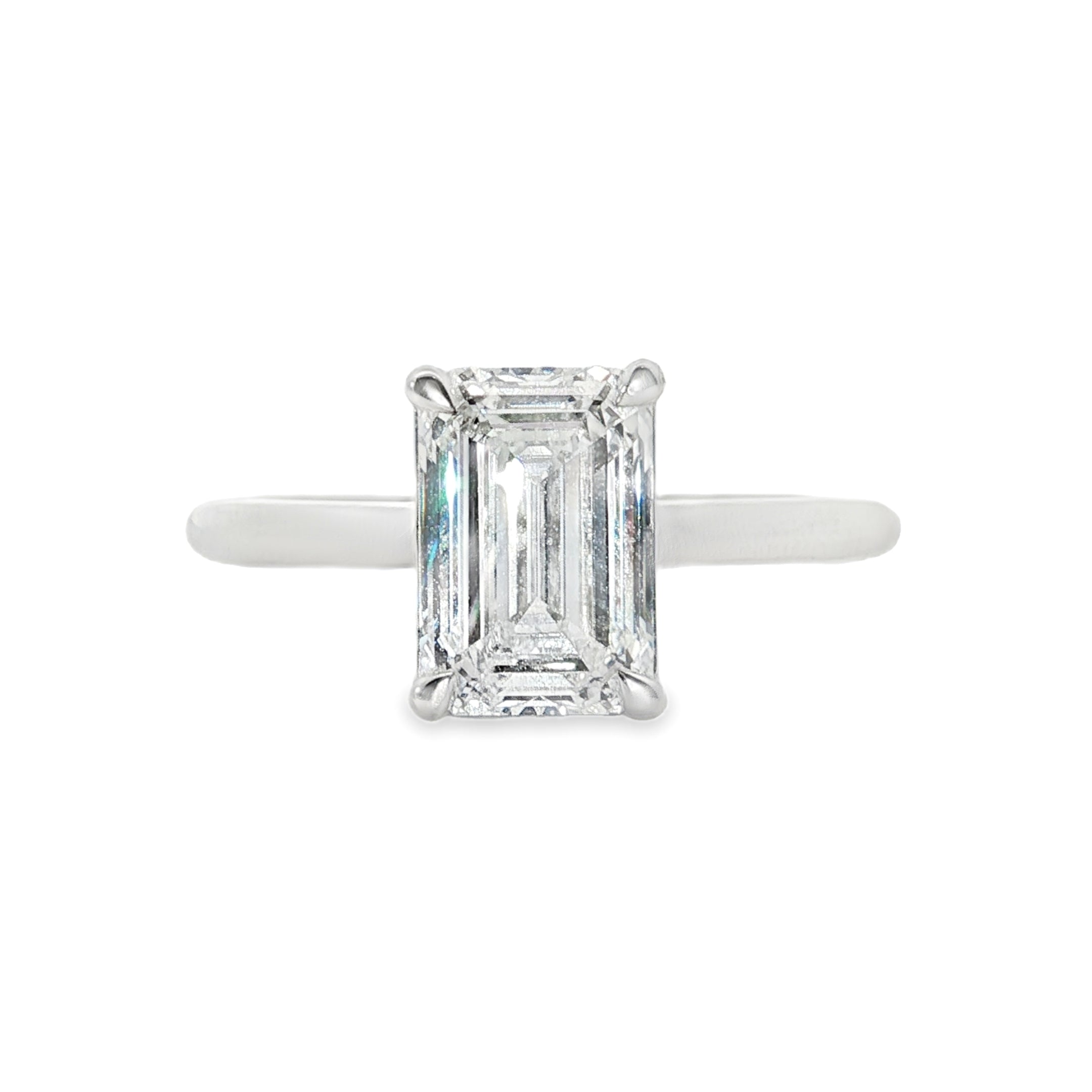 Platinum Emerald Cut Lab Grown Diamond Solitaire Engagement Ring – 2.05ct TDW