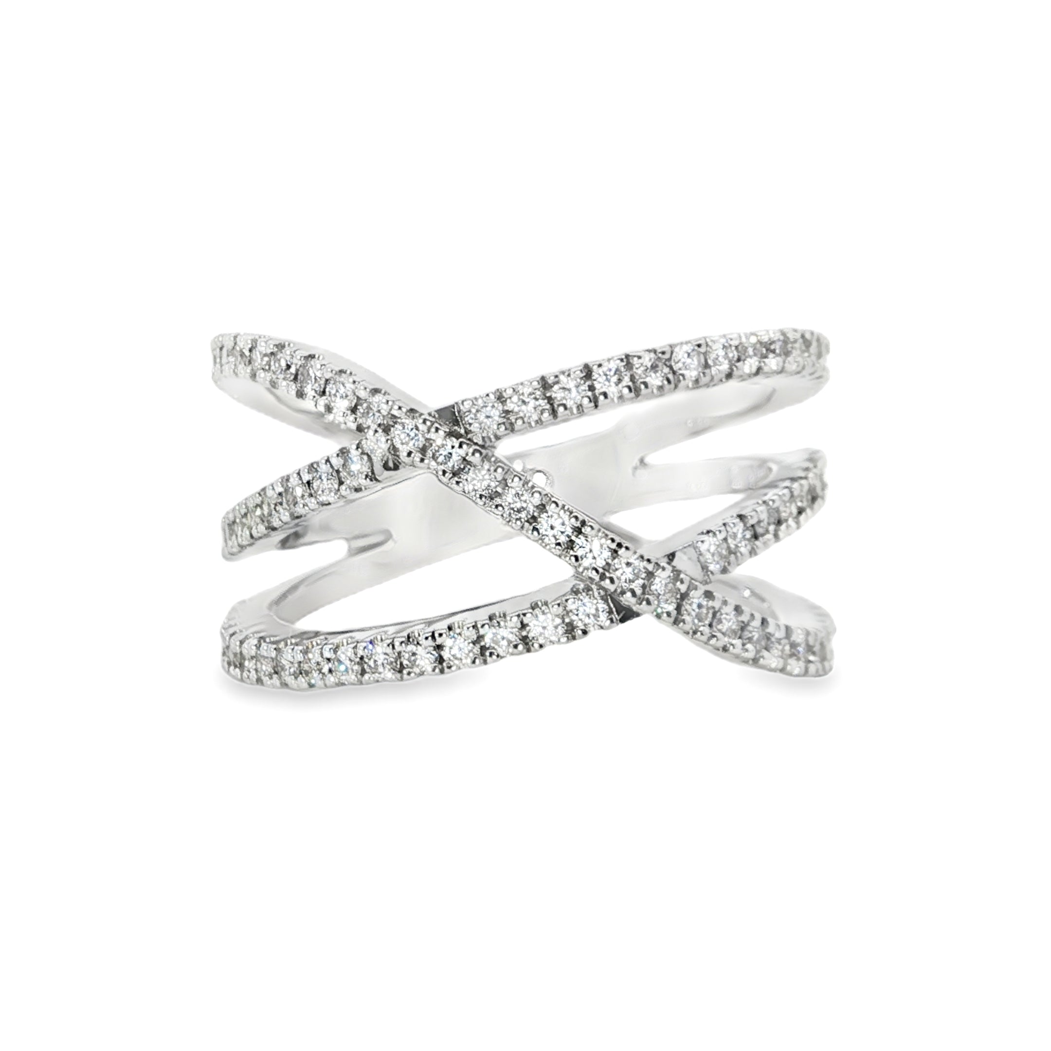 0.65ct Multi-Band Criss-Cross Lab-Grown Diamond Ring in 9ct White Gold