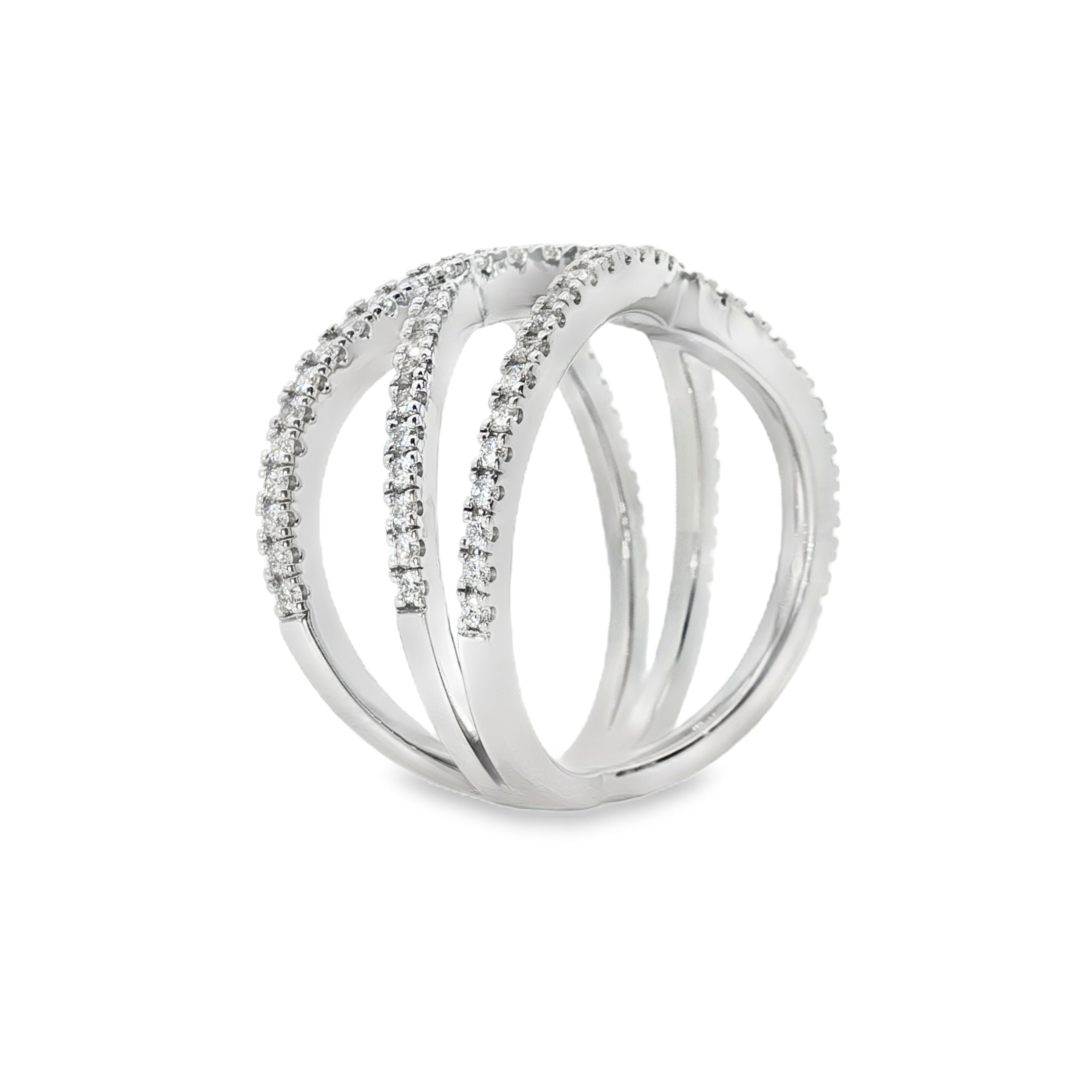 0.65ct Multi-Band Criss-Cross Lab-Grown Diamond Ring in 9ct White Gold