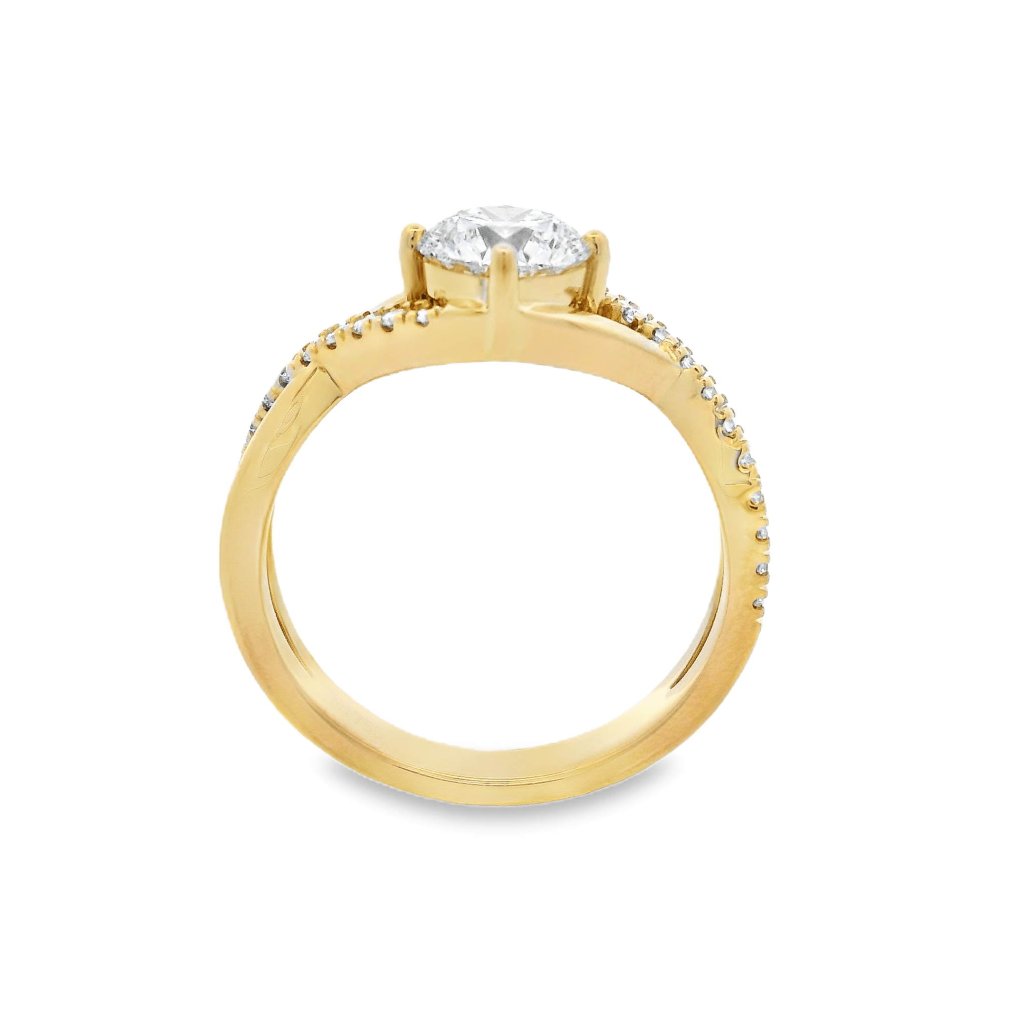 18ct Yellow Gold Round Brilliant Cut Lab Grown Diamond Ring with Split Shoulders – 1.18ct TDW - Diamond Lab Boutique