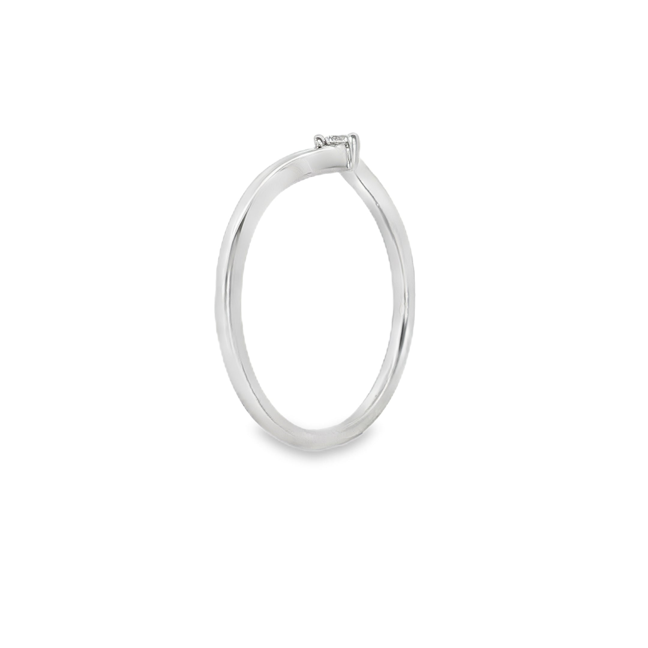 Mia - 9ct White Gold Round Brilliant Lab Grown Diamond Wishbone V-Shape Ring