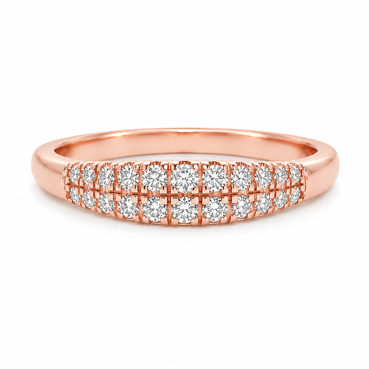 9ct Rose Gold Double Row Lab Grown Diamond Band – 0.20ct TDW