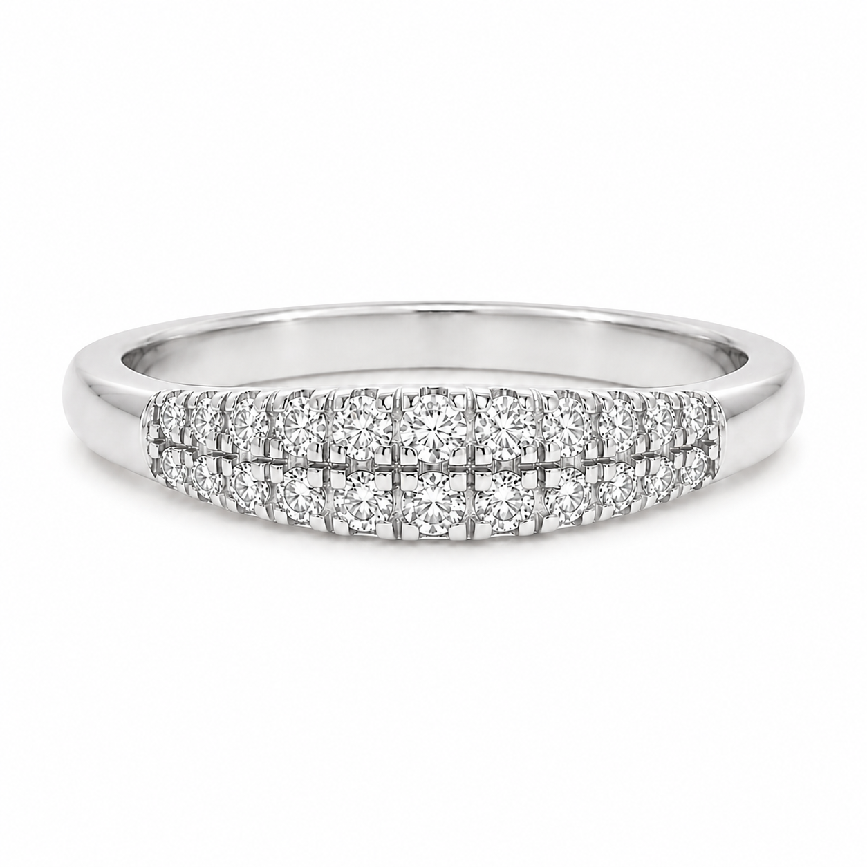 9ct White Gold Double Row Lab Grown Diamond Band – 0.20ct TDW