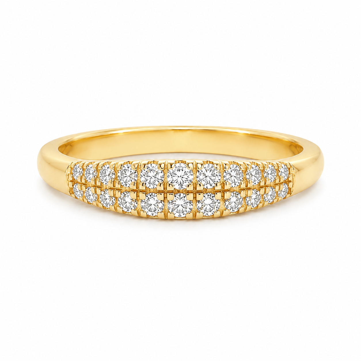 9ct Yellow Gold Double Row Lab Grown Diamond Band – 0.20ct TDW