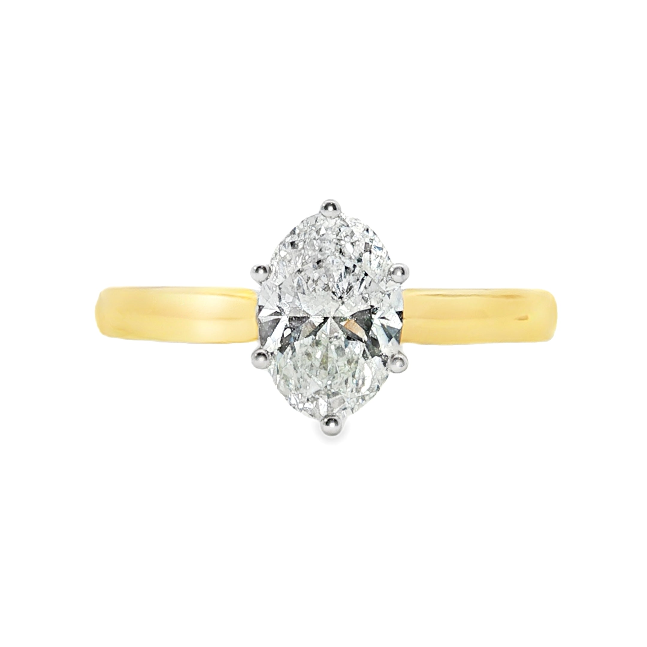 18ct Yellow and White Gold 1.05ct Oval Lab Grown Diamond Solitaire Ring