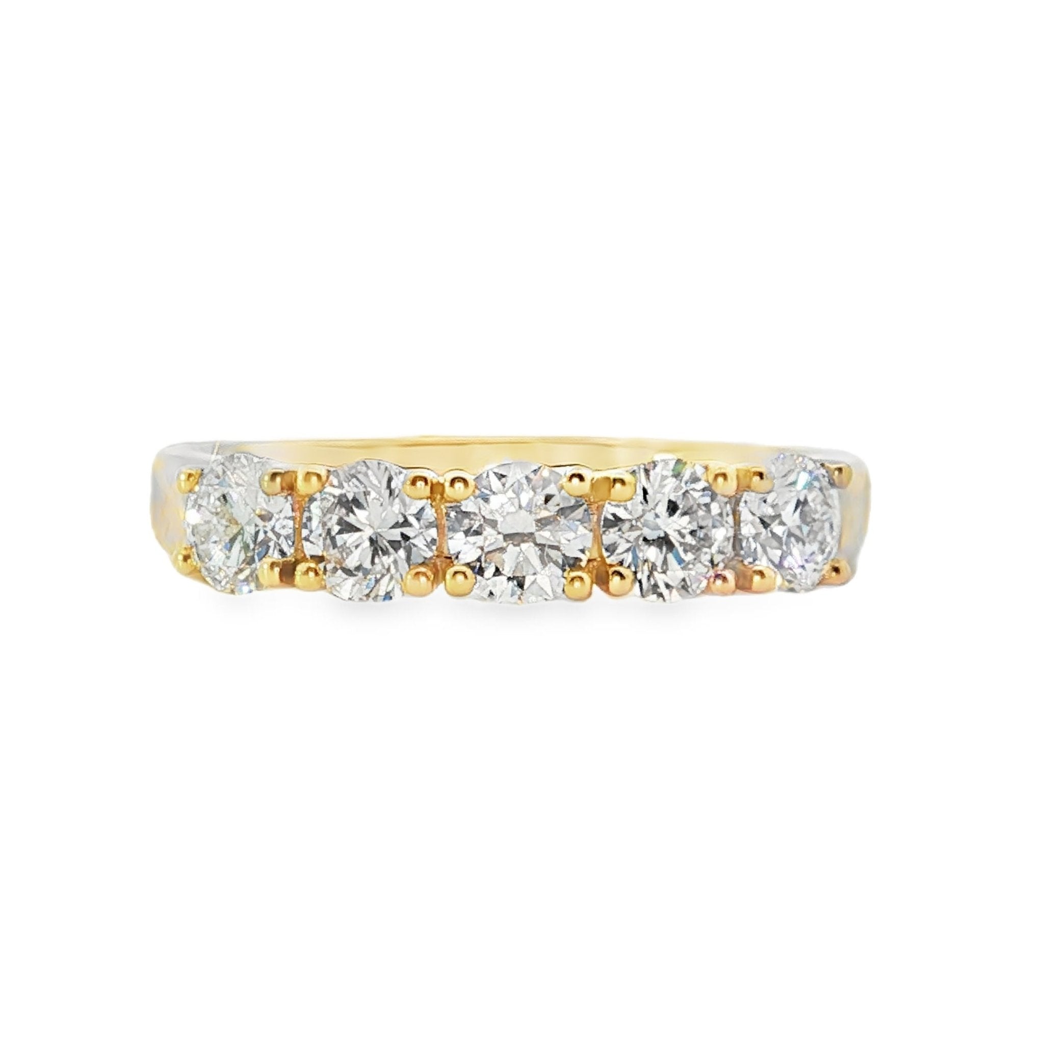 1.00ct Round Lab-Grown Diamond 5-Stone Eternity Ring in 9ct Yellow Gold - Diamond Lab Boutique