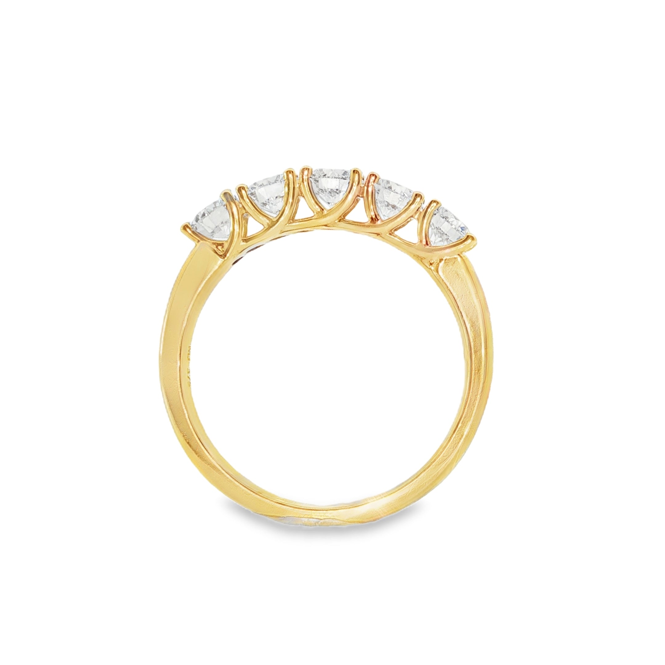 1.00ct Round Lab-Grown Diamond 5-Stone Eternity Ring in 9ct Yellow Gold