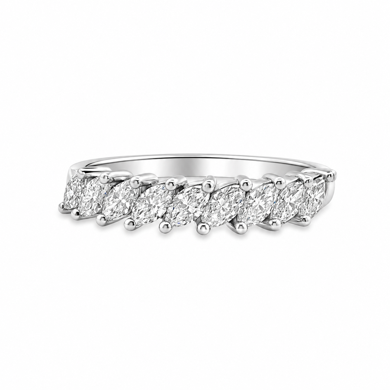 9ct White Gold Marquise Cut Lab Grown Diamond Band – 0.60ct TDW