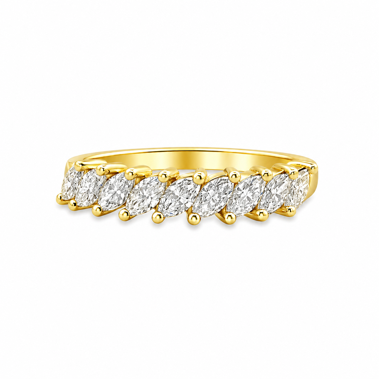 9ct Yellow Gold Marquise Cut Lab Grown Diamond Band – 0.60ct TDW