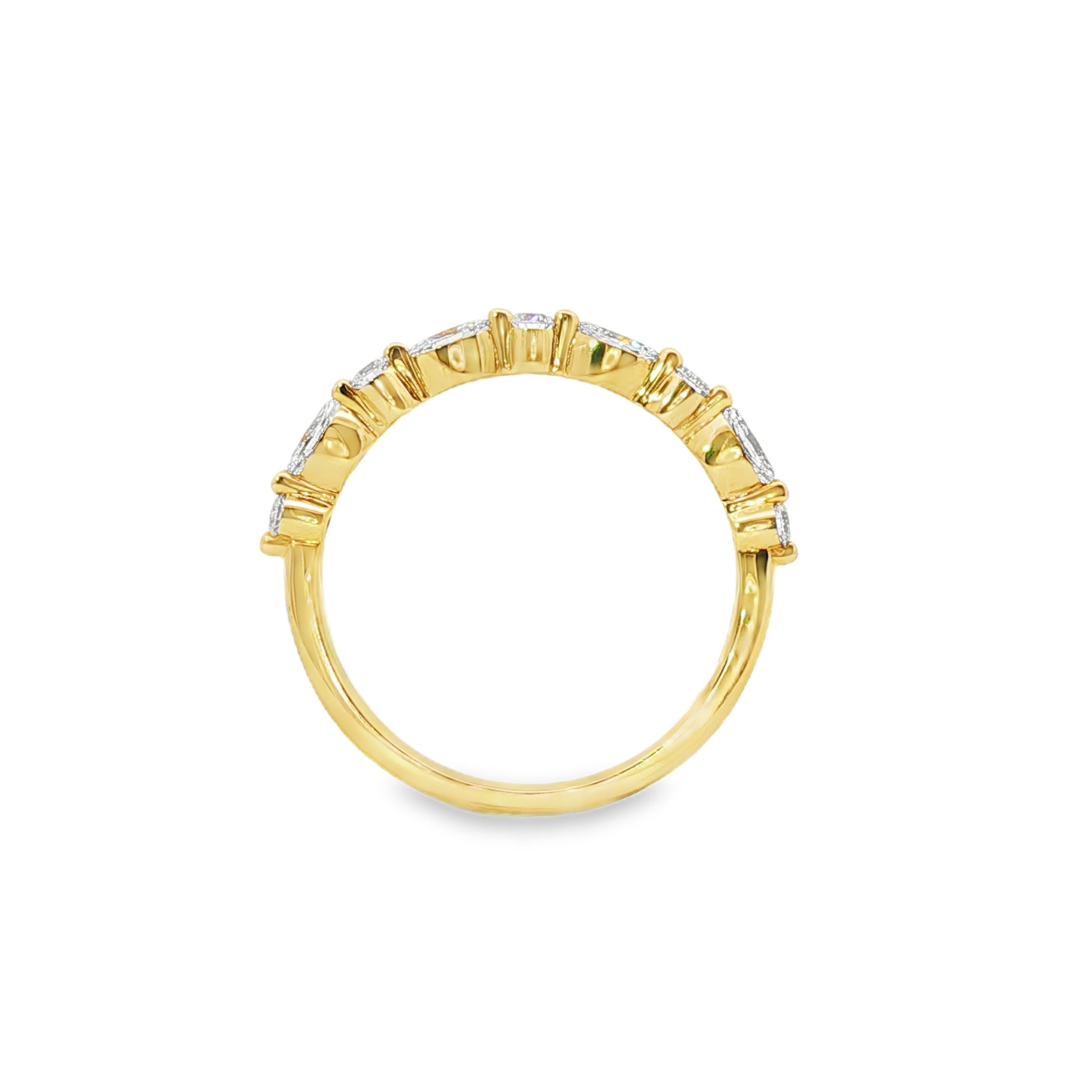 0.40ct Lab-Grown Diamond Wedding Band in 9ct Yellow Gold, Round Brilliant & Marquise Cut