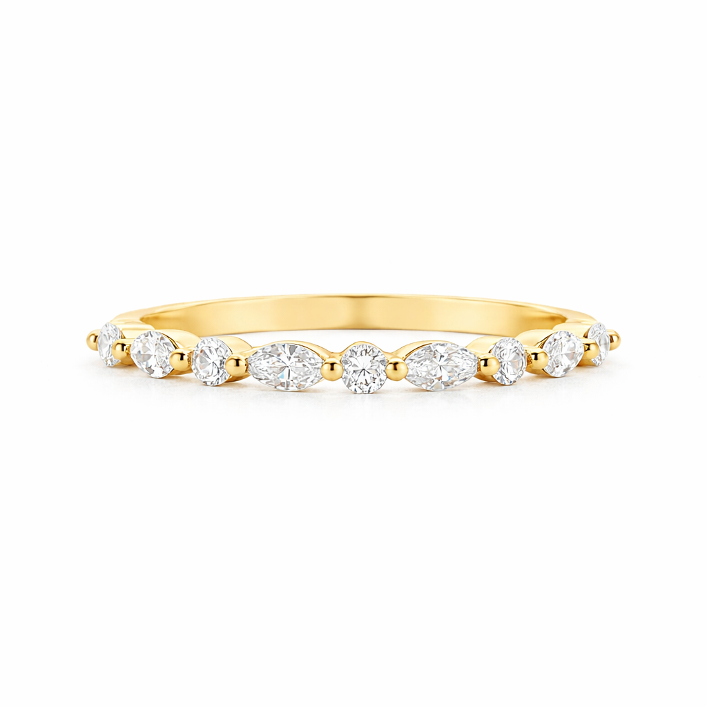 9ct Yellow Gold Round and Marquise Lab Grown Diamond Eternity Band – 0.40ct TDW