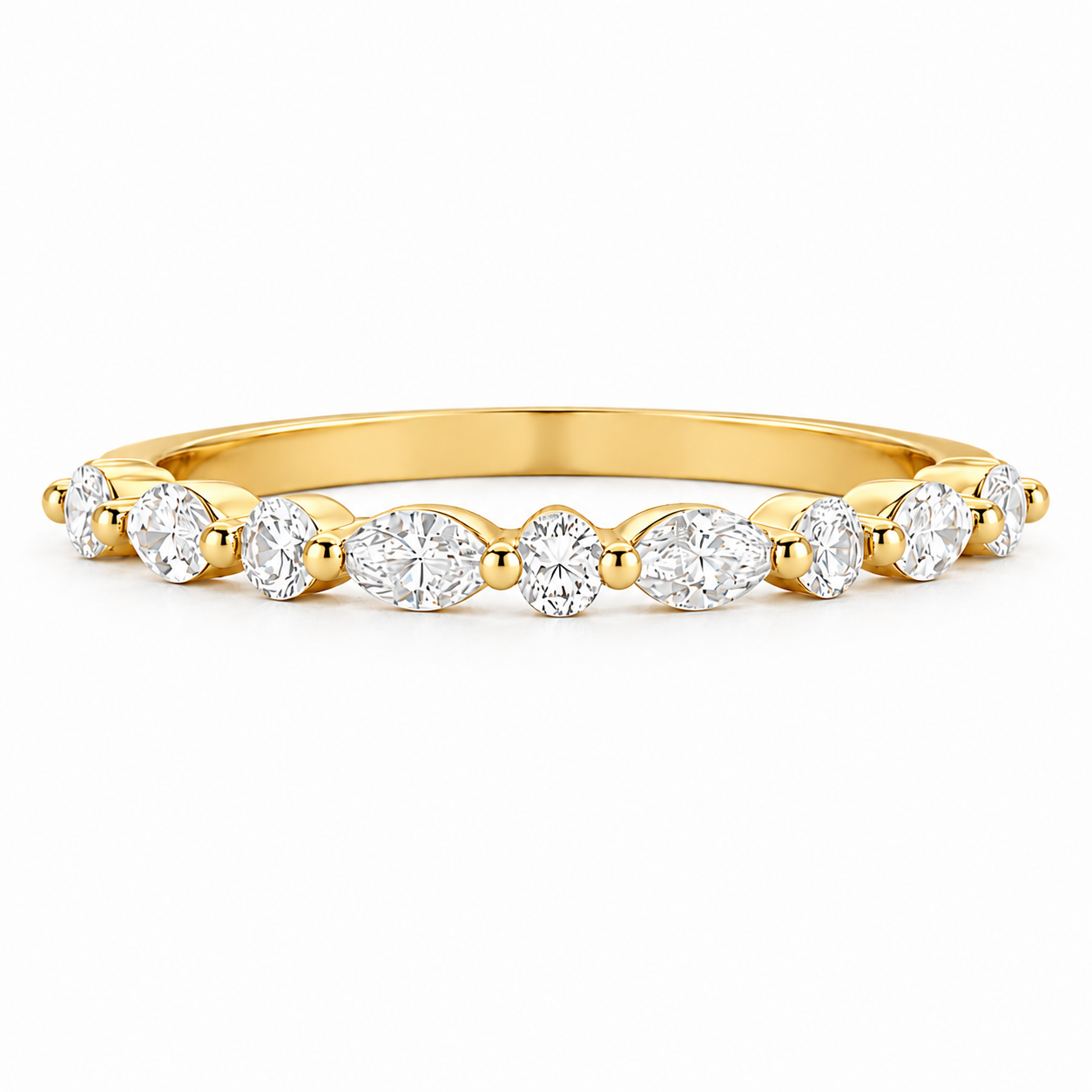 9ct Yellow Gold Round and Marquise Lab Grown Diamond Eternity Band – 0.40ct TDW