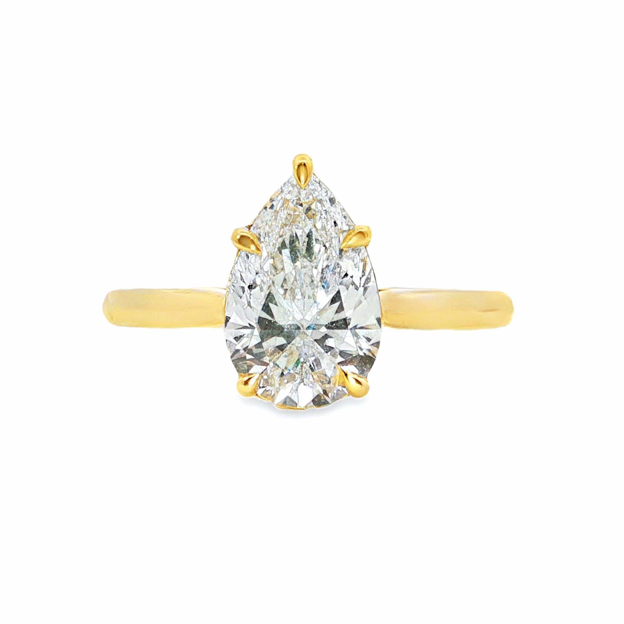 18ct Yellow Gold 2.0ct Pear Cut Lab grown Diamond Solitaire Ring