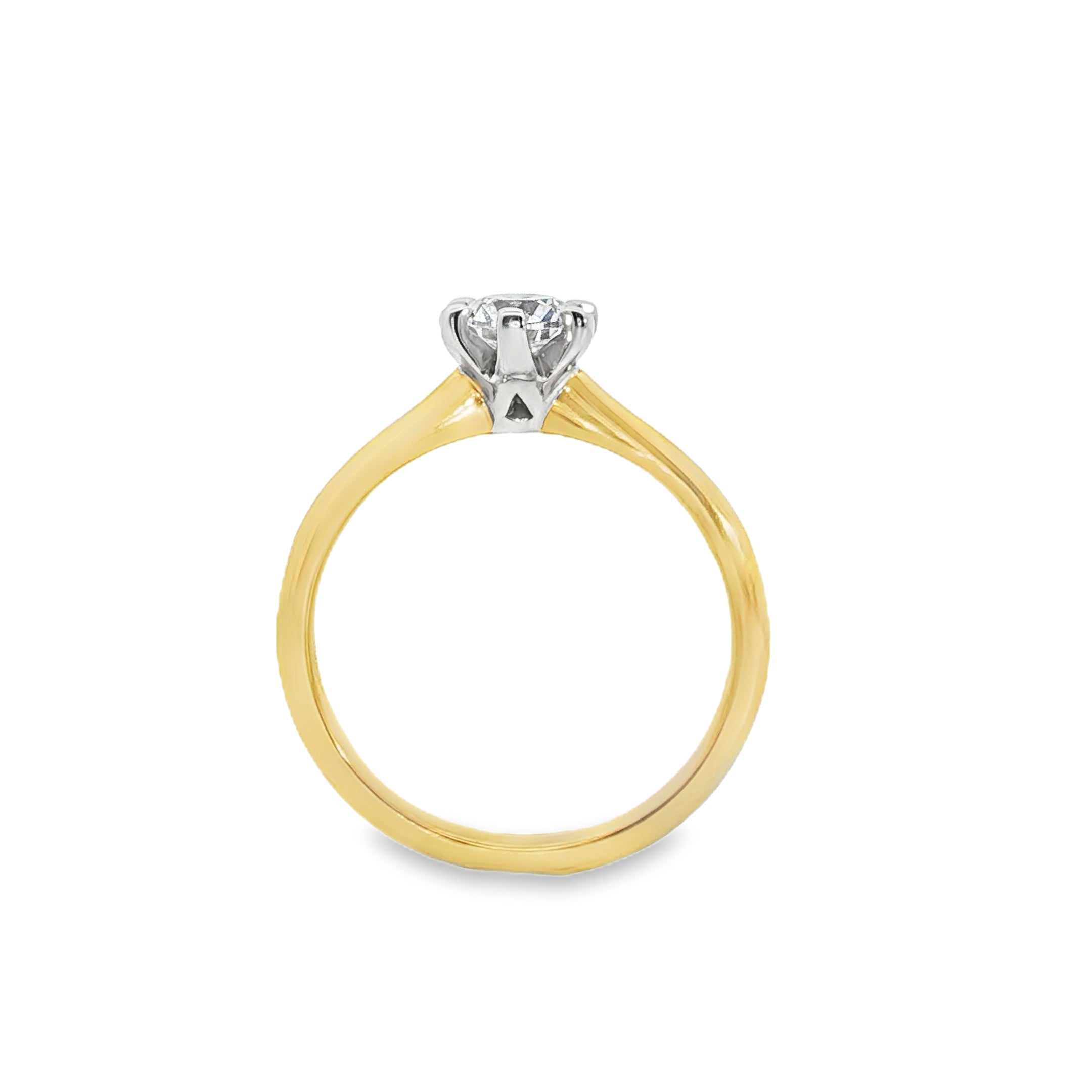 0.51ct Lab-Grown Diamond Solitaire Engagement Ring in 9ct Yellow and White Gold, Round Brilliant