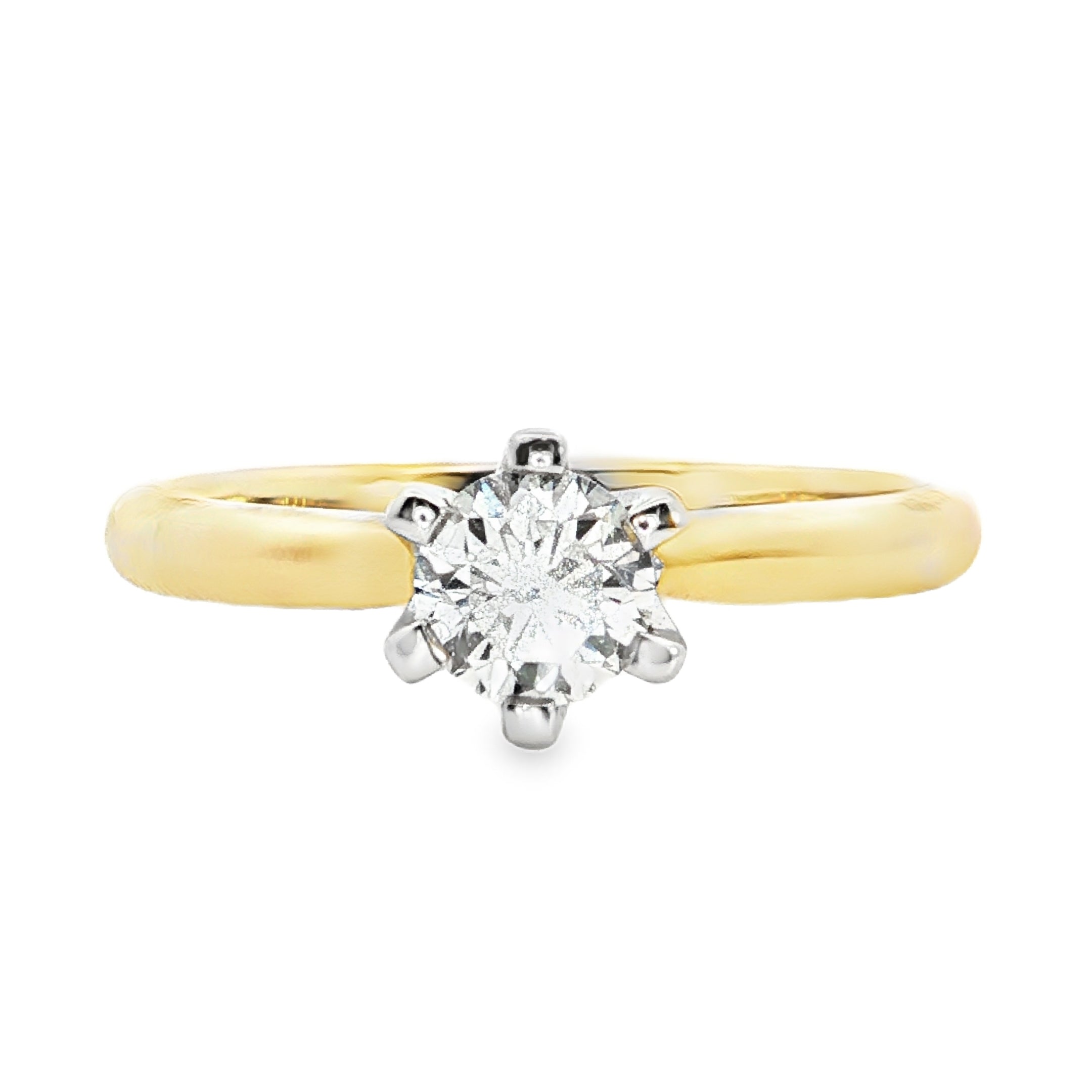 0.51ct Lab-Grown Diamond Solitaire Engagement Ring in 9ct Yellow and White Gold, Round Brilliant