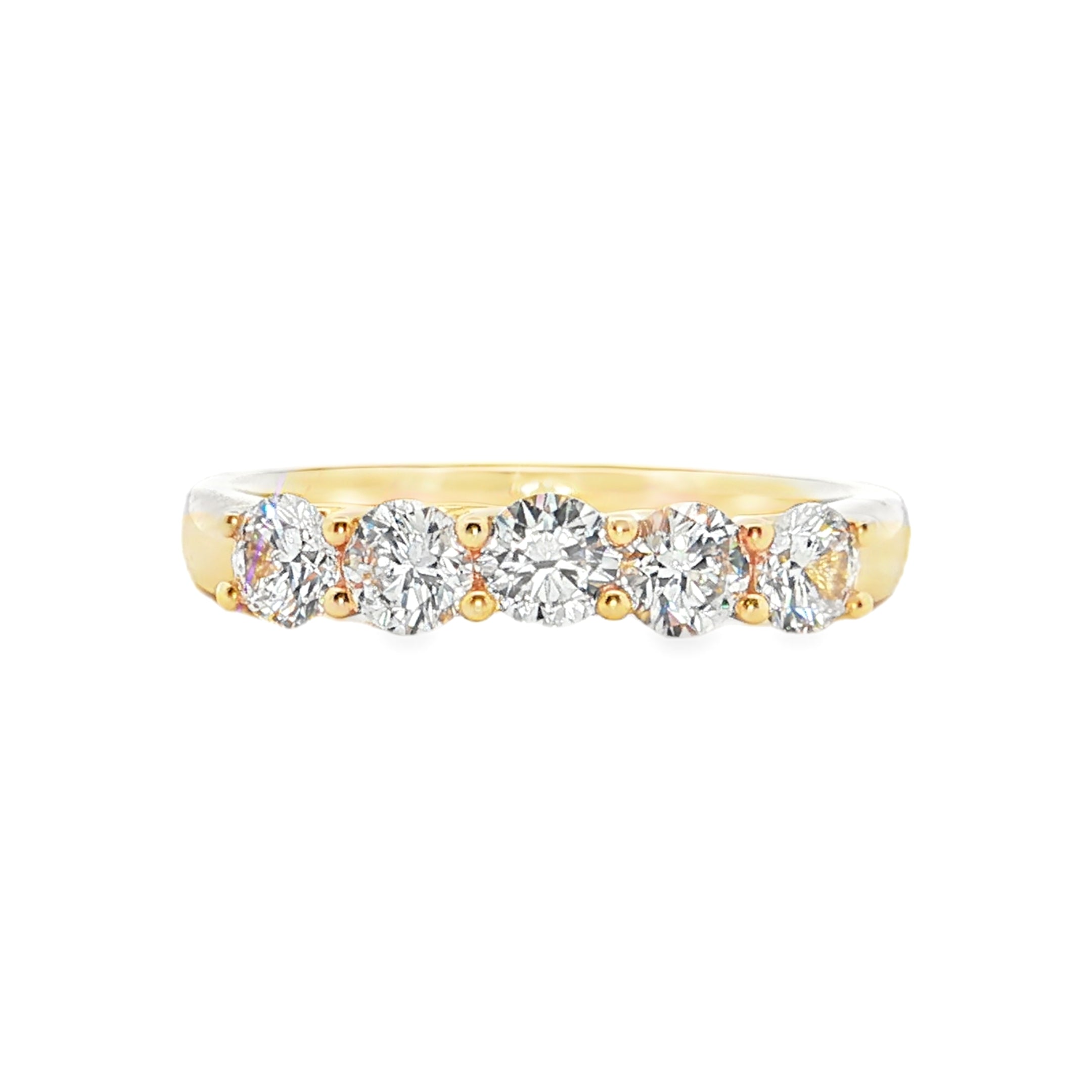 0.85ct Lab-Grown Diamond Band in 18ct Yellow Gold, 5 Stones