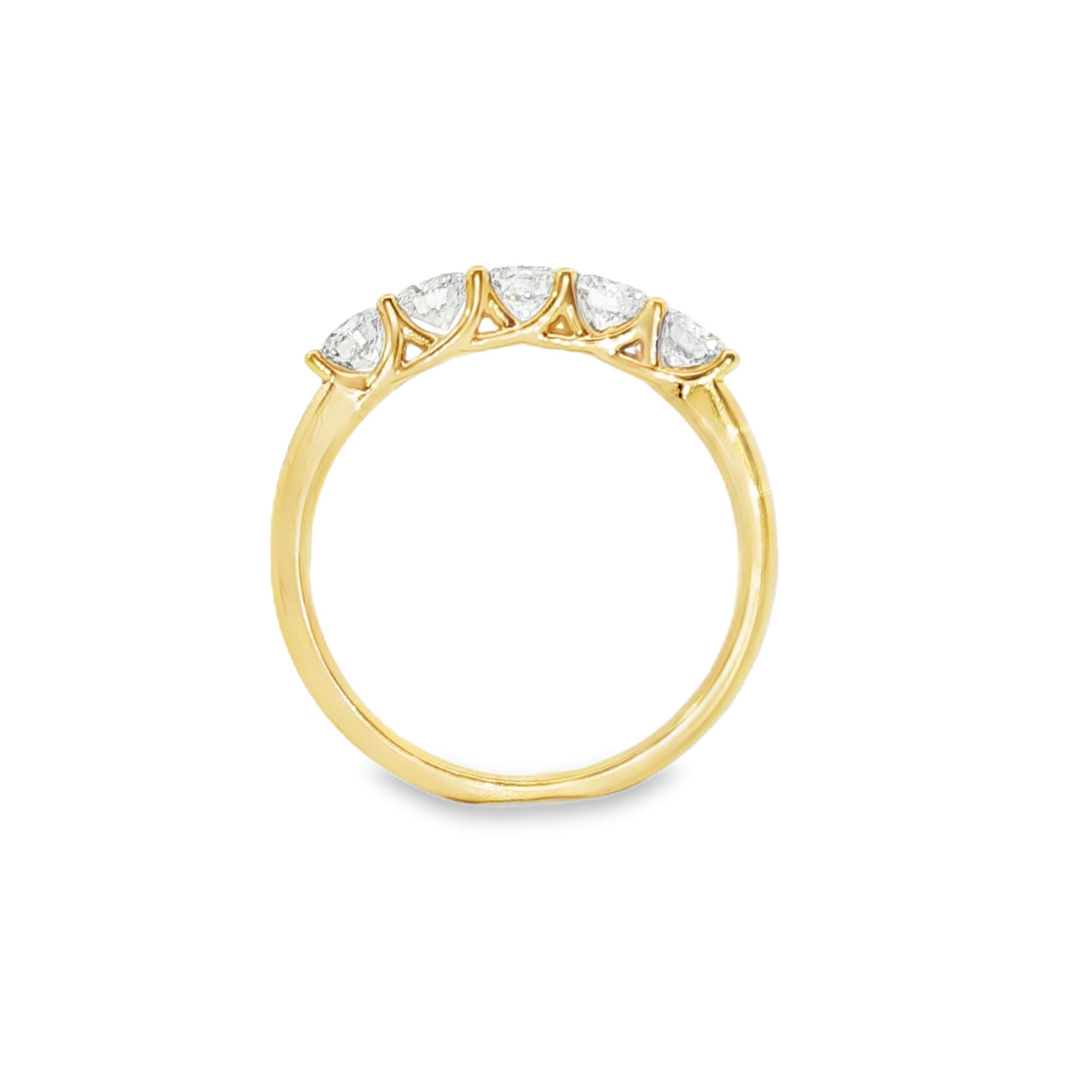 0.85ct Lab-Grown Diamond Band in 18ct Yellow Gold, 5 Stones