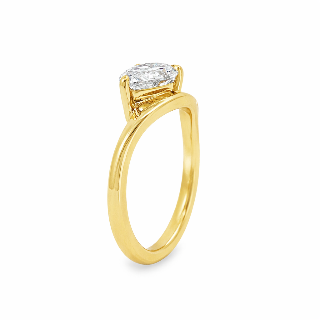 9ct Yellow Gold East-West Pear Cut Lab Grown Diamond Ring – 1.54ct TDW