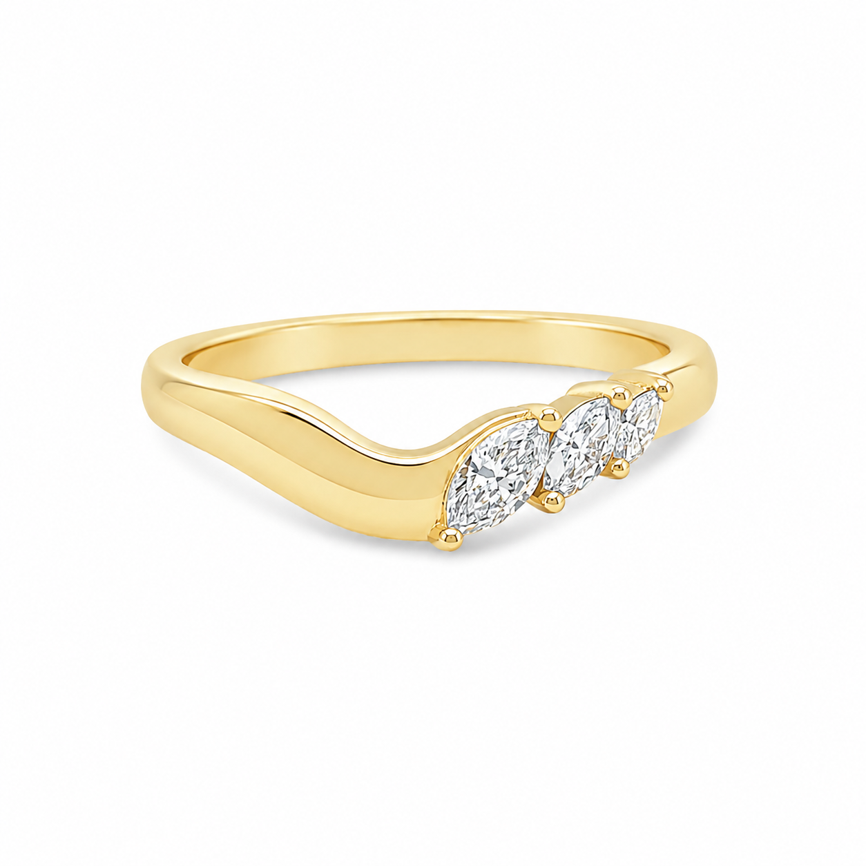 9ct Yellow Gold Marquise Cut Lab Grown Diamond Curved Band – 0.20ct TDW