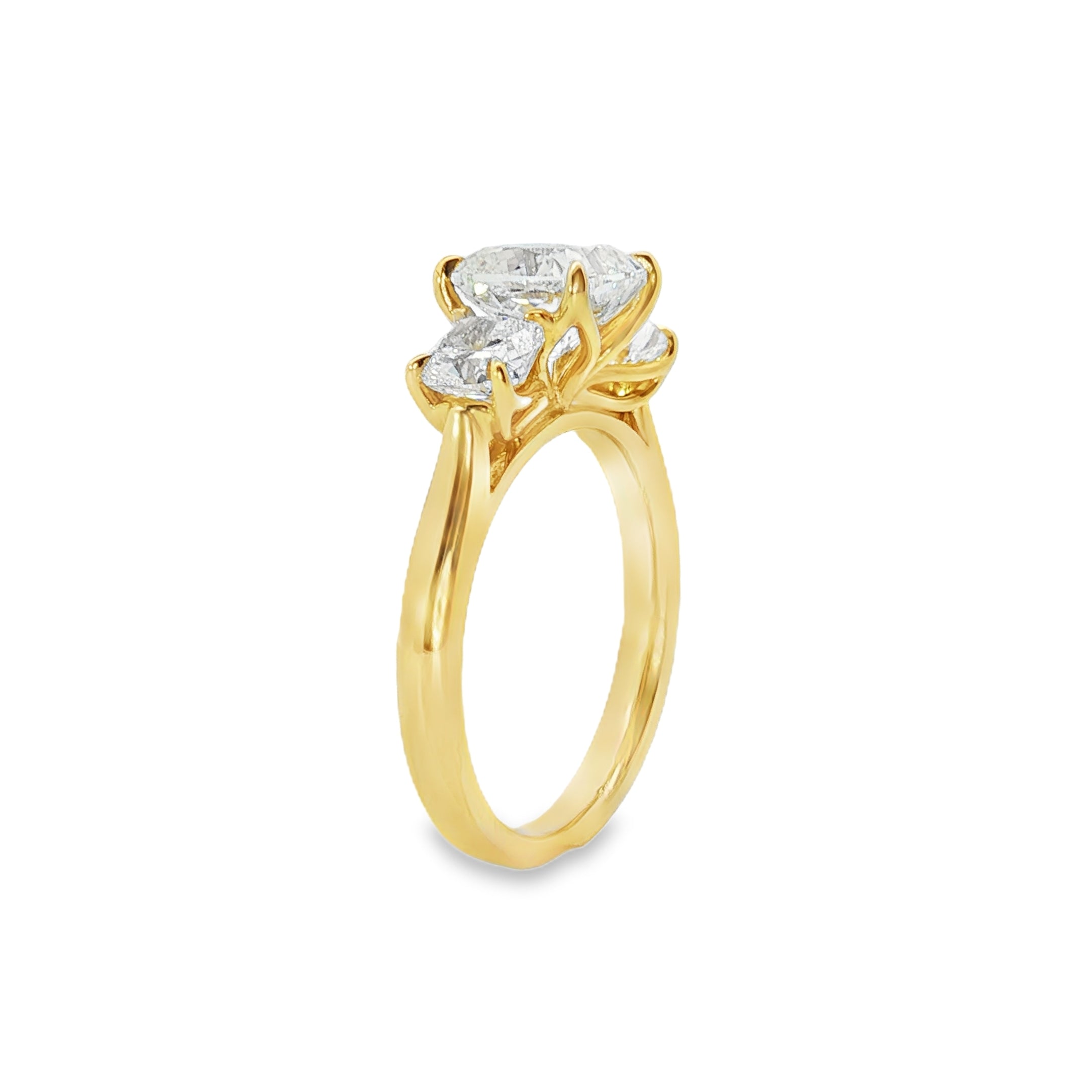 3.14ct Lab-Grown Diamond Trilogy Ring in 18ct Yellow Gold, Cushion Cut