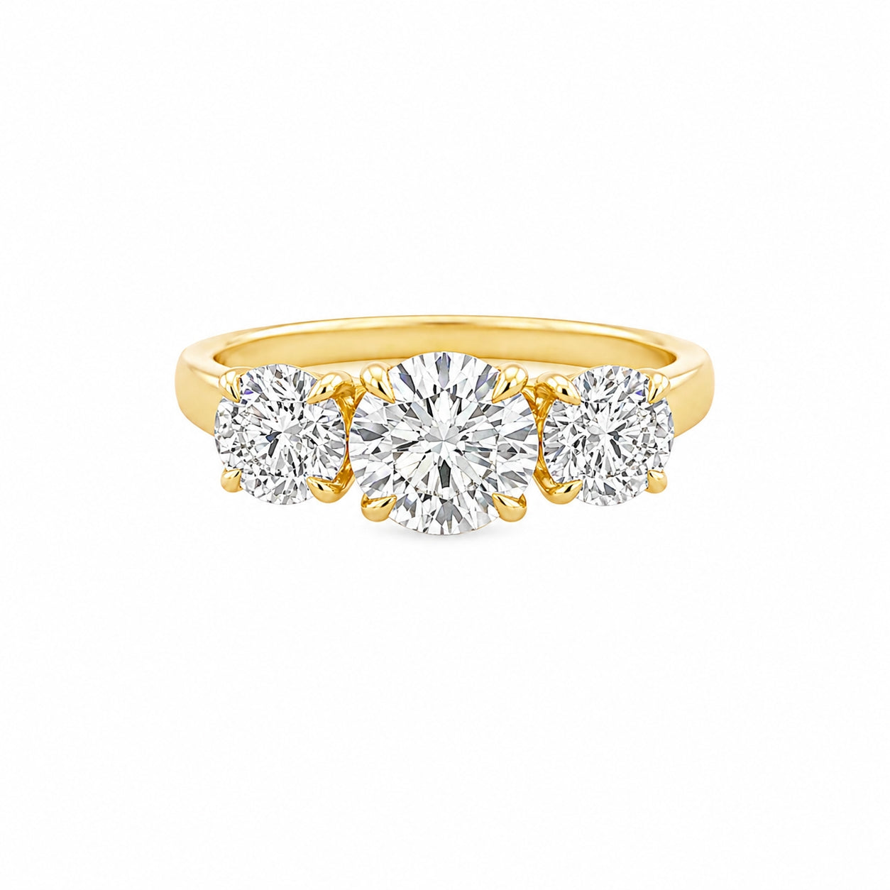 9ct Yellow Gold Round Trilogy Lab Grown Diamond Ring – TDW 1.53ct