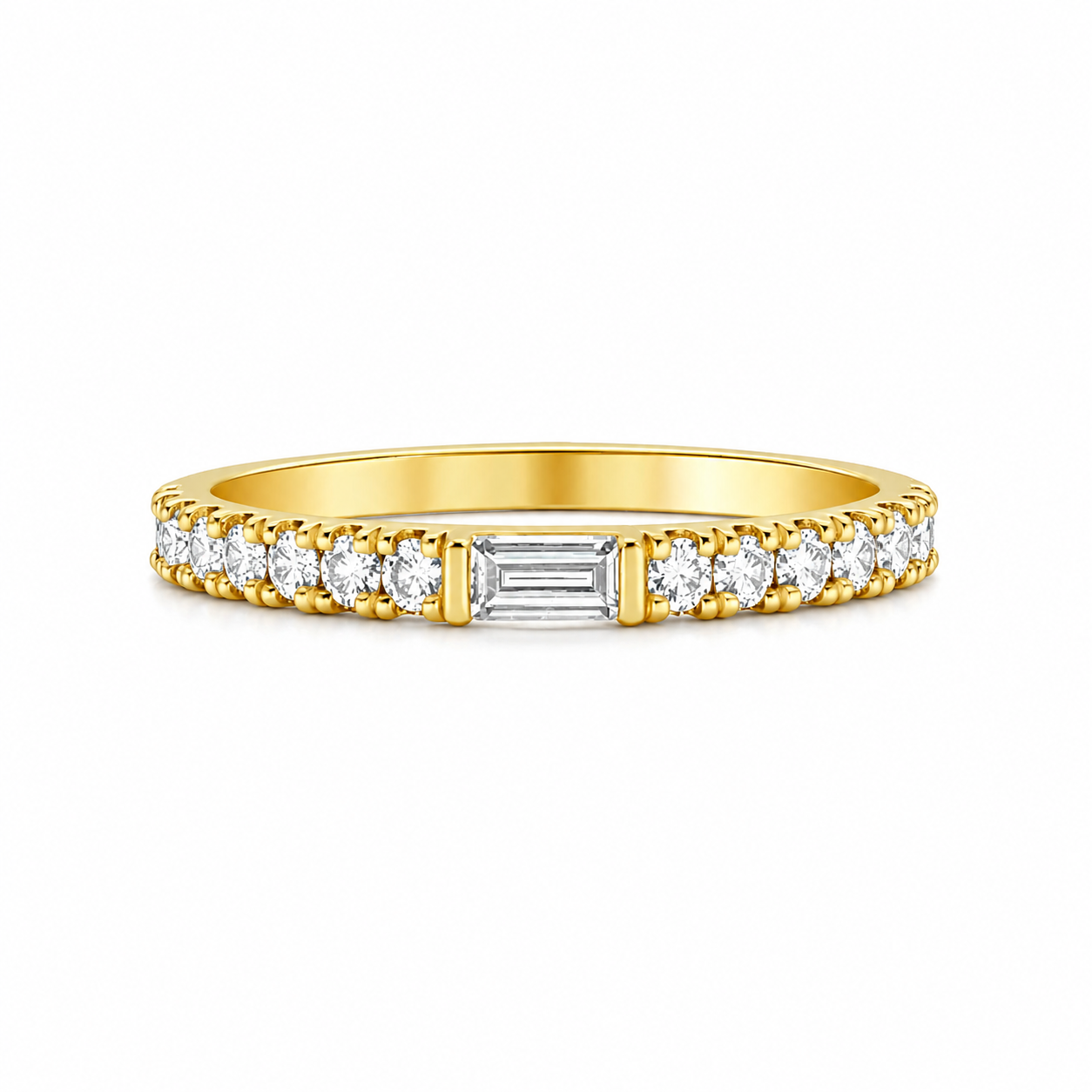 9ct Yellow Gold Baguette & Round Lab Grown Diamond Band – 0.75ct TDW