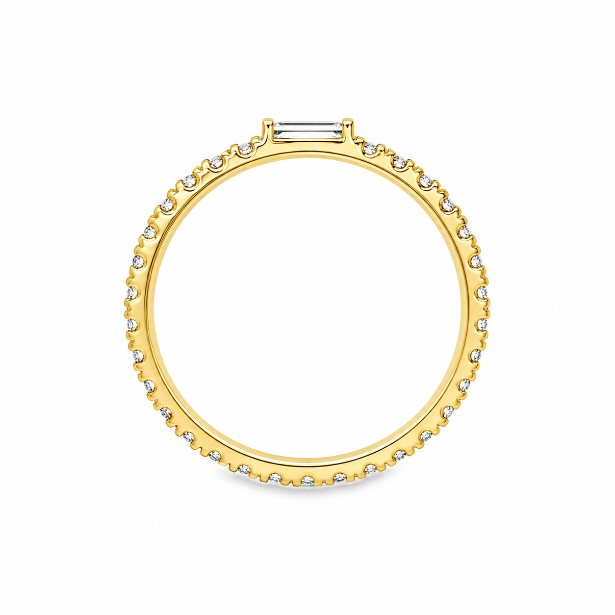 9ct Yellow Gold Baguette & Round Lab Grown Diamond Band – 0.75ct TDW