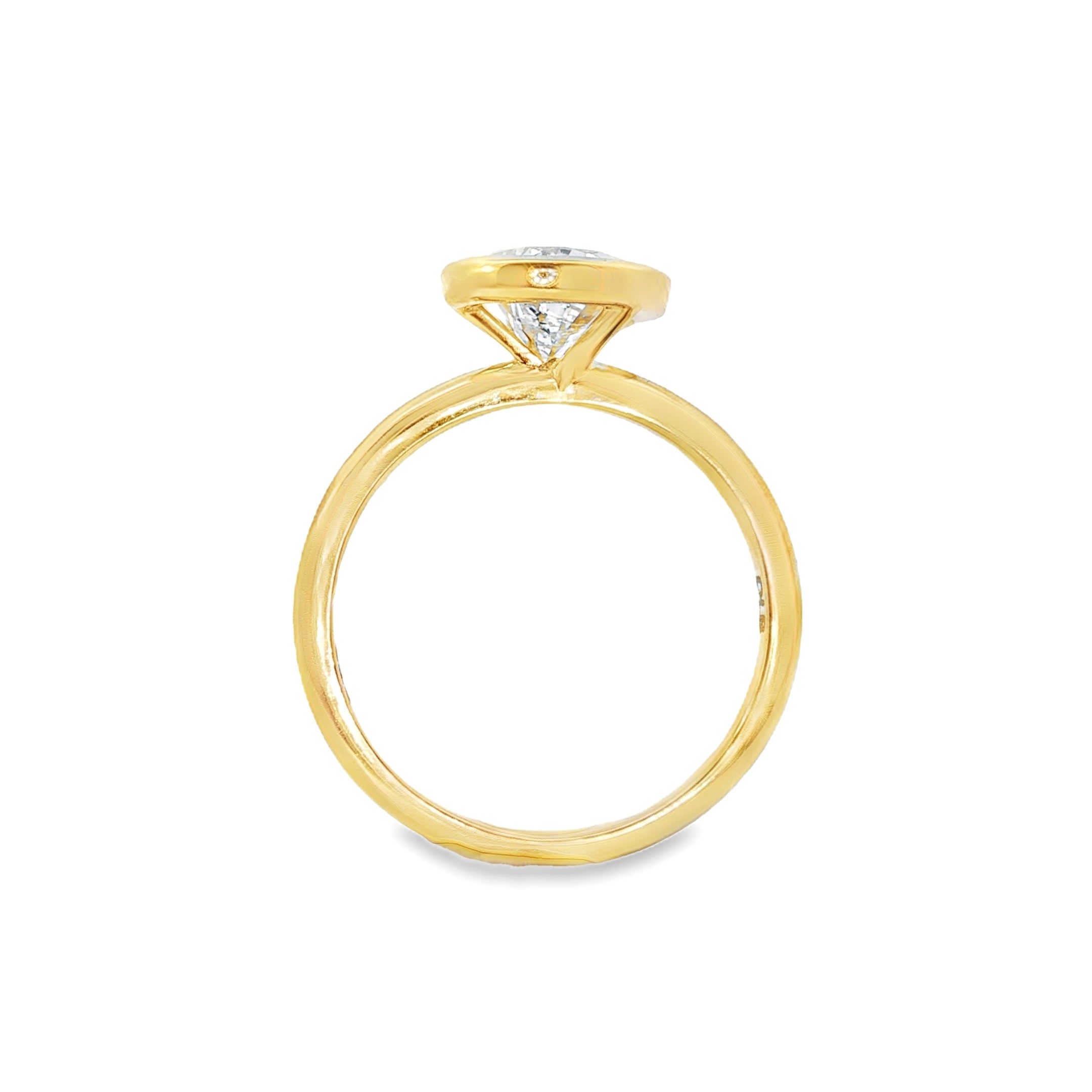 2.01ct Lab-Grown Diamond Bezel Set Ring in 9ct Yellow Gold, Pear Cut, Slightly Offset