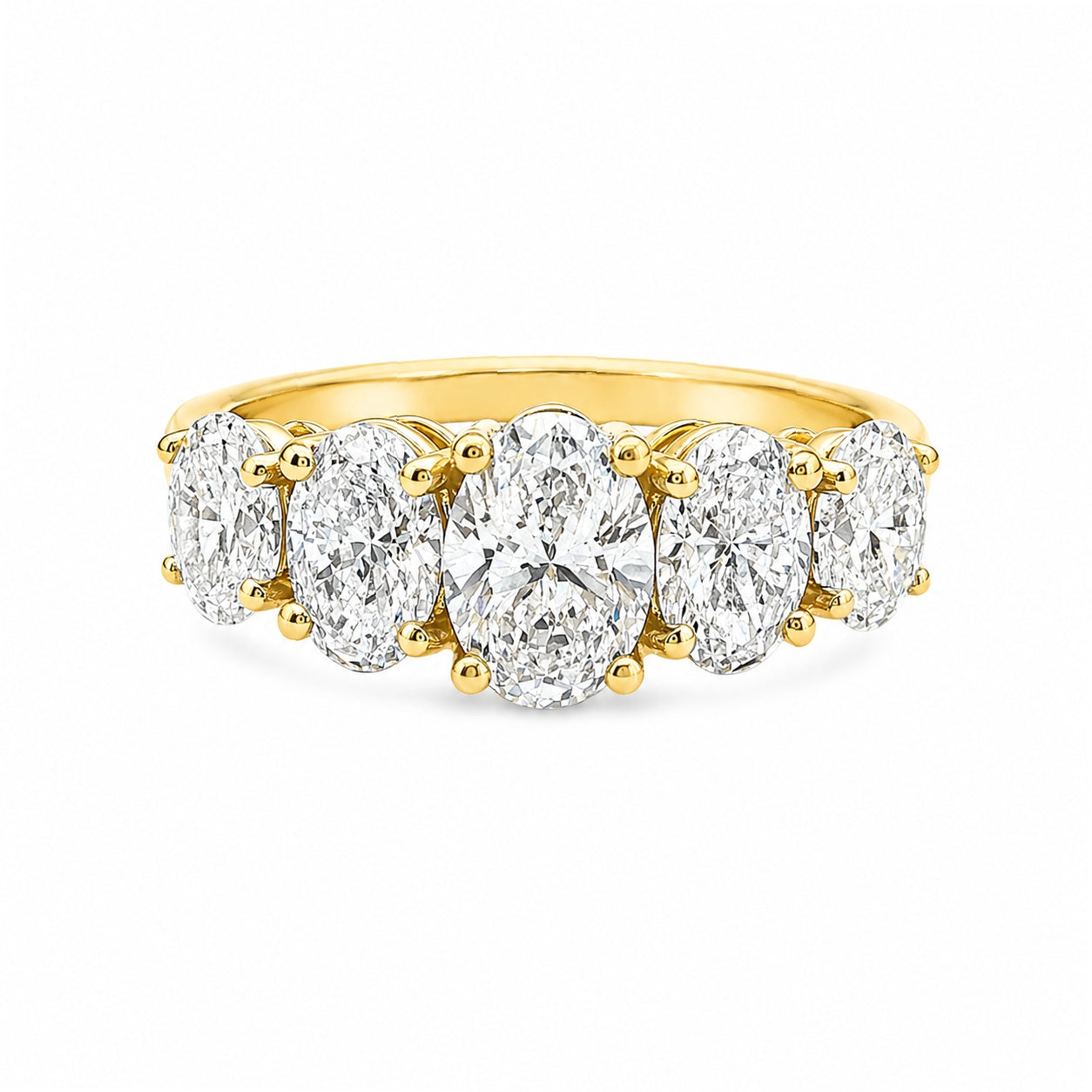 9ct Yellow Gold Oval Lab Grown Diamond 5-Stone Ring – 2.15ct TDW