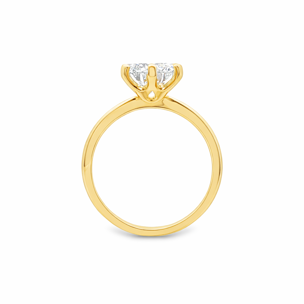 14ct Yellow Gold 6 Claw Set Round Lab Grown Diamond Solitaire Ring – 2.57ct TDW