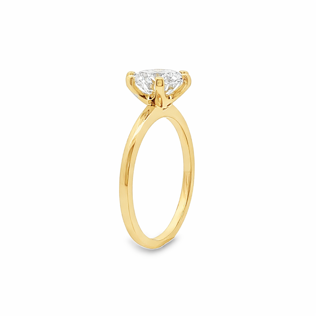 14ct Yellow Gold 6 Claw Set Round Lab Grown Diamond Solitaire Ring – 2.57ct TDW