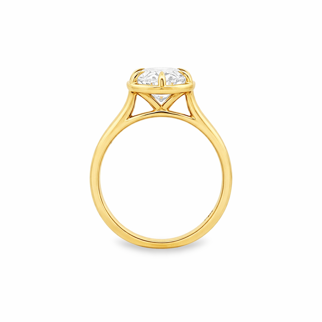 9ct Yellow Gold 6 Eagle Claw Set Oval Cut Lab Grown Diamond Solitaire Georgian Style Ring – 4.06ct TDW