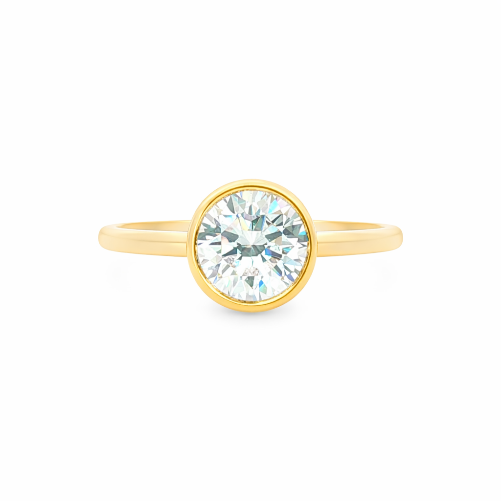 9ct Yellow Gold 4 Eagle Claw Set Round Cut Lab Grown Diamond Georgian Style Solitaire Ring – 2.00ct TDW