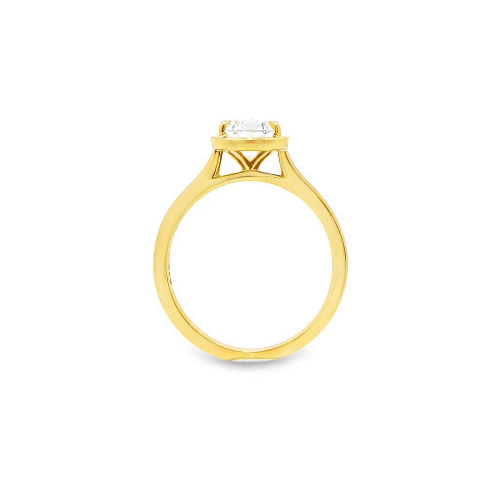 9ct Yellow Gold 4 Eagle Claw Set Pear Cut Lab Grown Diamond Georgian Style Solitaire Ring – 2.04ct TDW