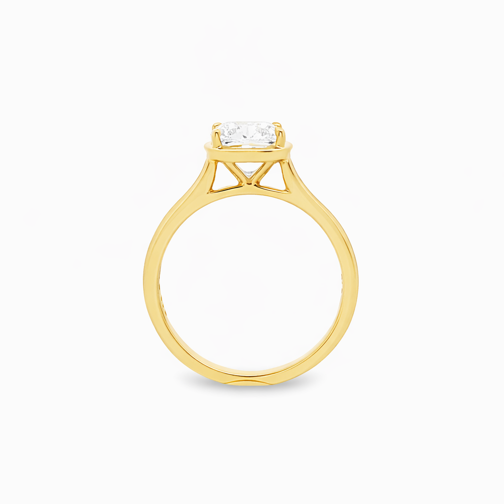 9ct Yellow Gold 4 Eagle Claw Set Cushion Cut Lab Grown Diamond Georgian Style Solitaire Ring – 2.05ct TDW