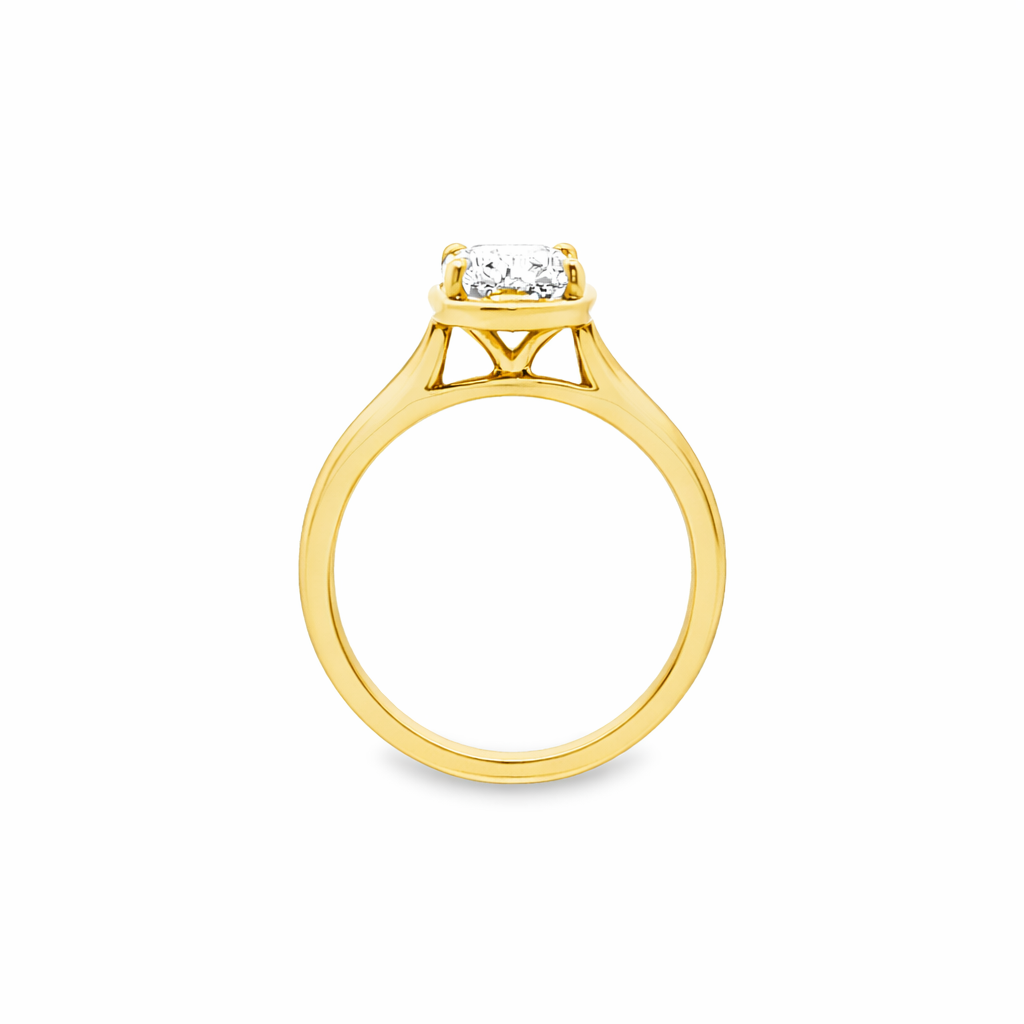 9ct Yellow Gold 4 Eagle Claw Set Elongated Cushion Cut Lab Grown Diamond Georgian Style Solitaire Ring – 2.07ct TDW
