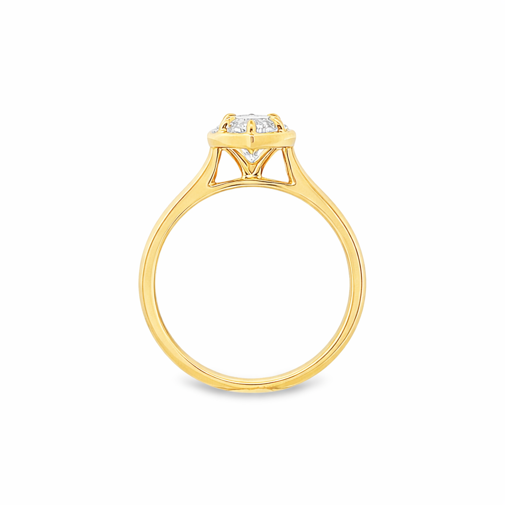 9ct Yellow Gold 4 Eagle Claw Set Marquise Cut Lab Grown Diamond Georgian Style Solitaire Ring – 2.02ct TDW