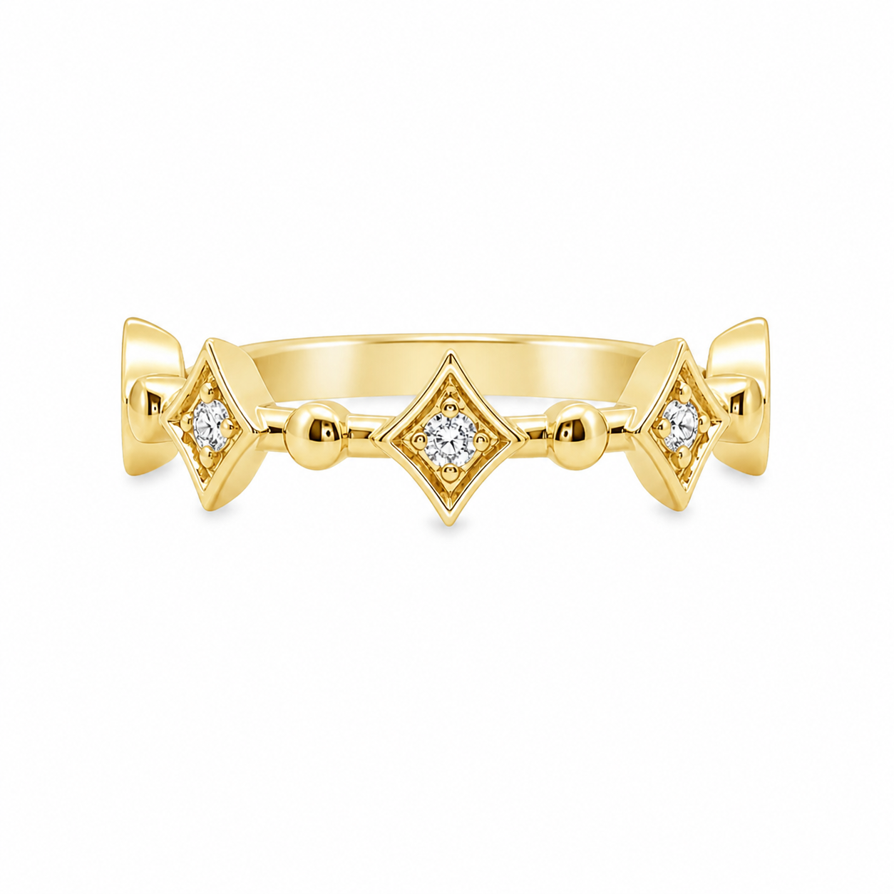 14ct Yellow Gold Round Lab Grown Diamond Patterned Band – 0.07ct TDW