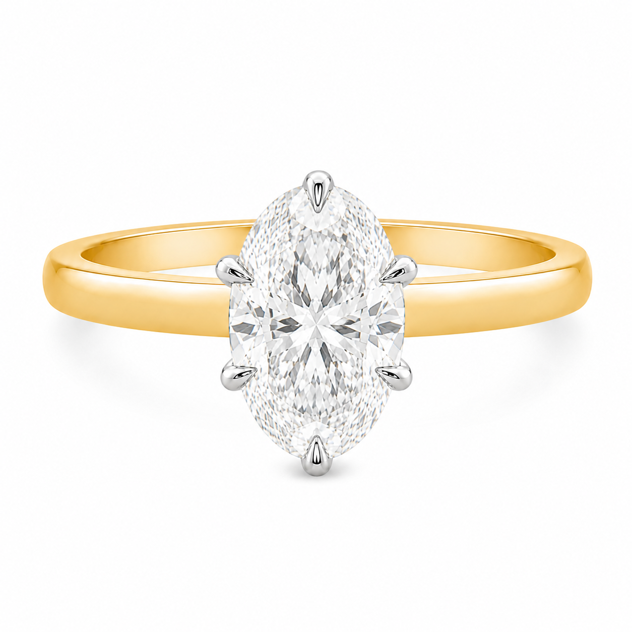 18ct Yellow Gold & Platinum Oval Lab Grown Diamond Solitaire Ring – 2.10ct TDW