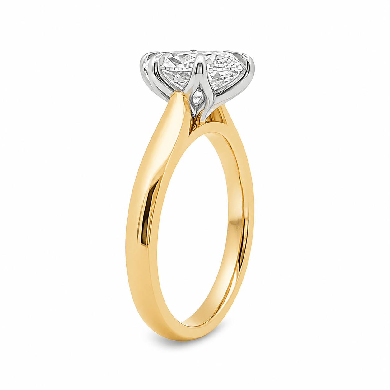 18ct Yellow Gold & Platinum Oval Lab Grown Diamond Solitaire Ring – 2.10ct TDW - Diamond Lab Boutique