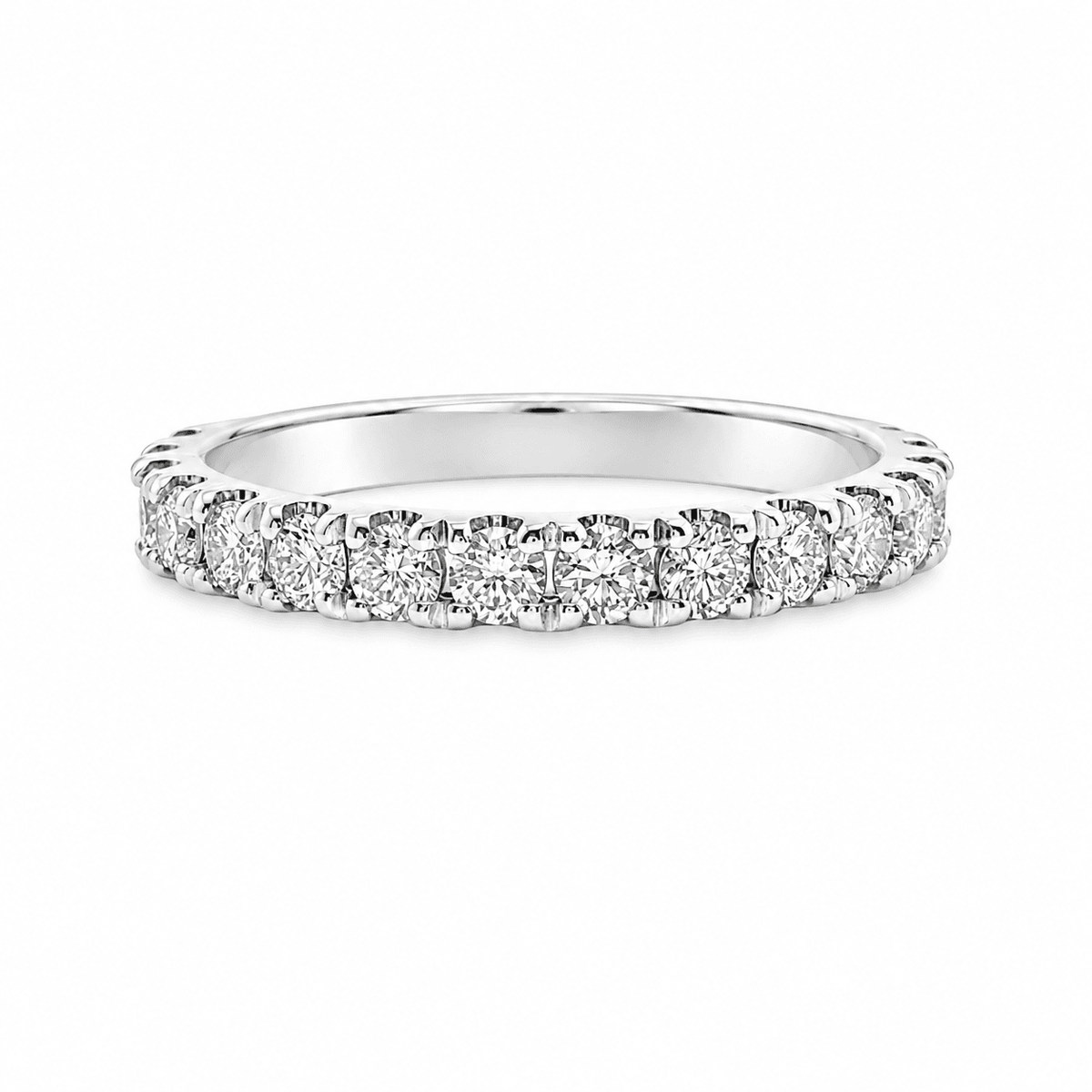 9ct White Gold Split Prong Claw Set Lab Grown Diamond Band – 0.82ct TDW