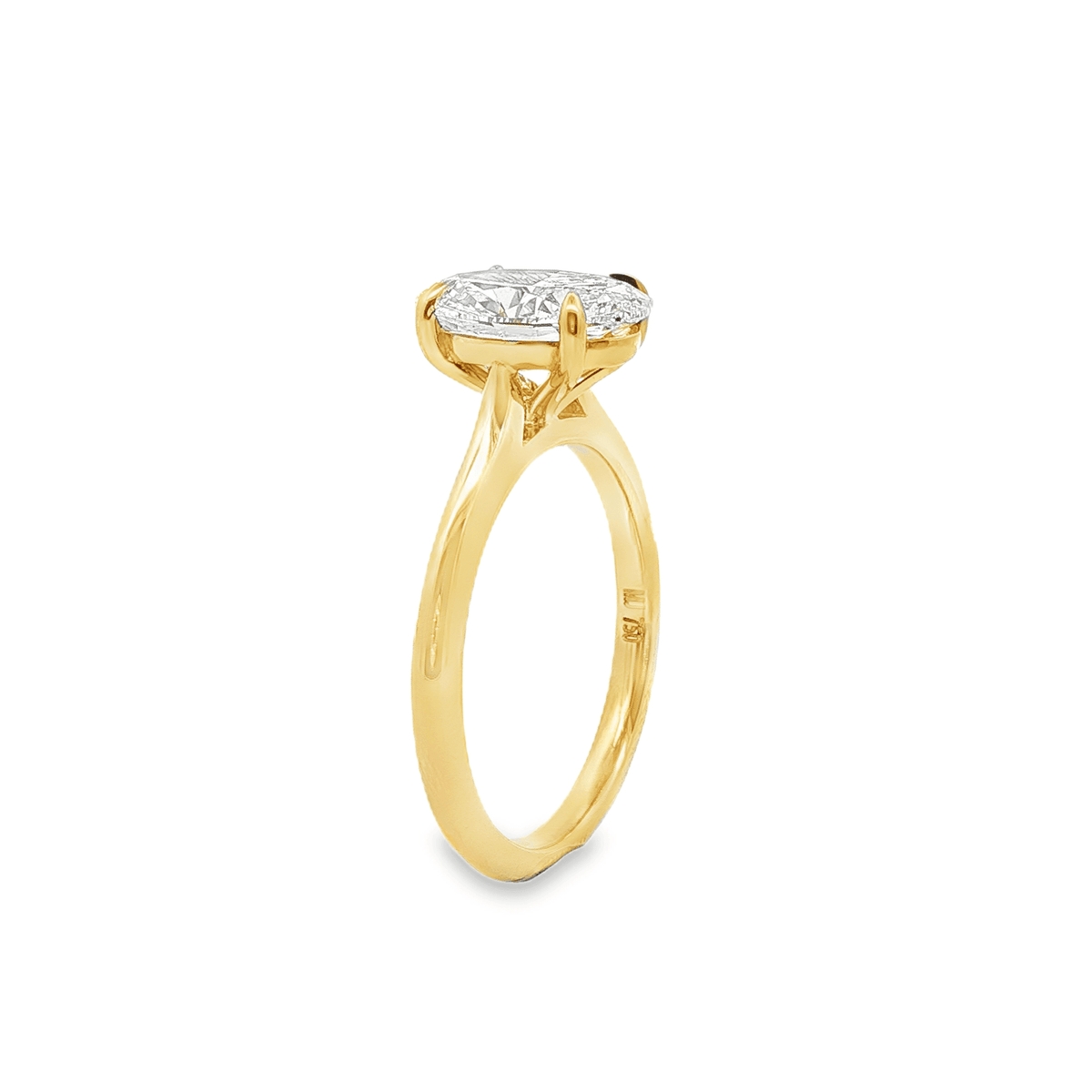 9ct Yellow Gold 2.03ct Oval Cut Claw Solitaire with Cathedral Shoulders Engagement Ring