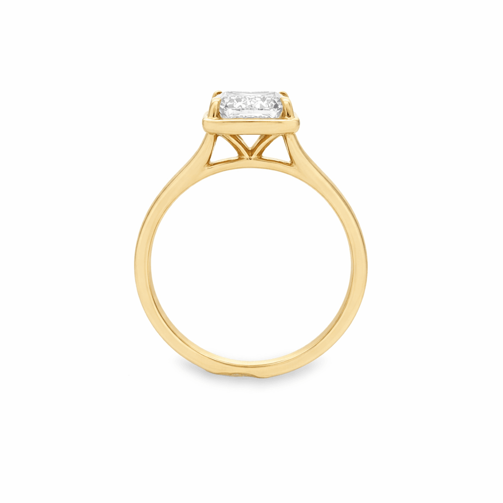 9ct Yellow Gold Emerald Cut Lab Grown Diamond Georgian Style Solitaire Ring – 2.08ct TDW