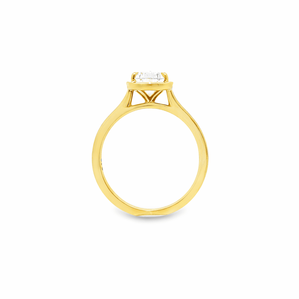 9ct Yellow Gold Pear Cut Lab Grown Diamond Georgian Style Solitaire Ring – 2.07ct TDW